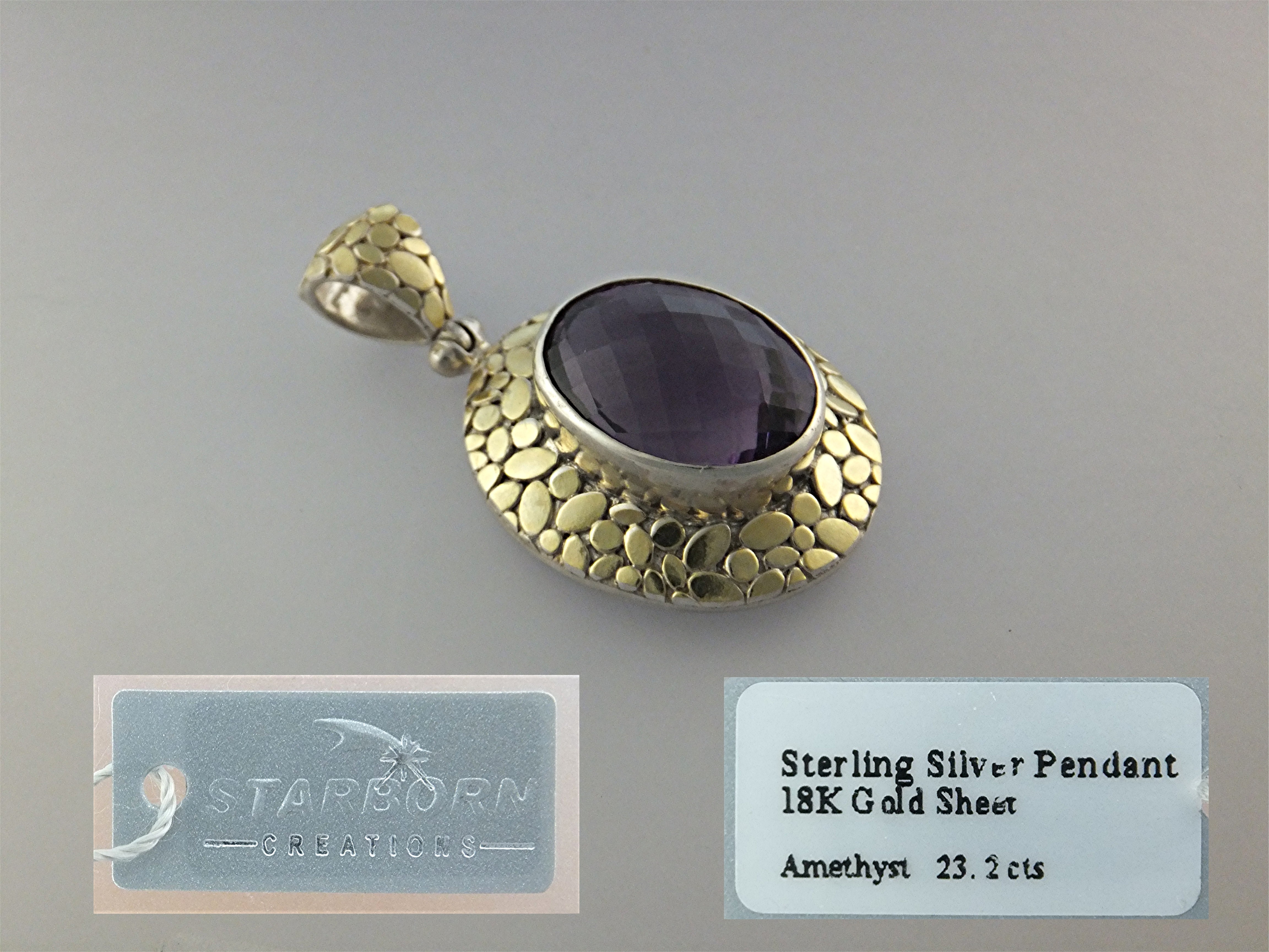 Pendant Amethyst 18K Gold Over Sterling Silver STARBORN