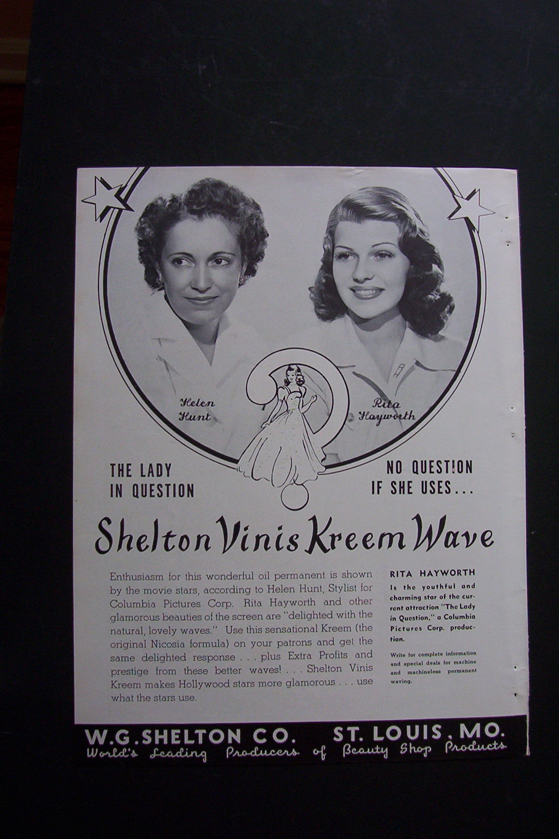 1940 Shelton Kreem Wave with Rita Hayworth & Helen Hunt