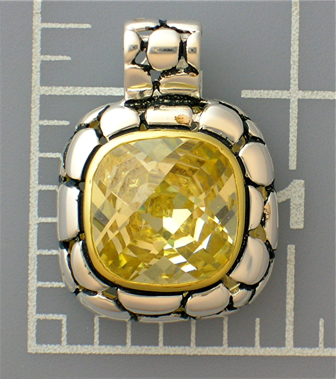 Pendant Sterling Silver Gold Vermeil Lemon Citrine CZ