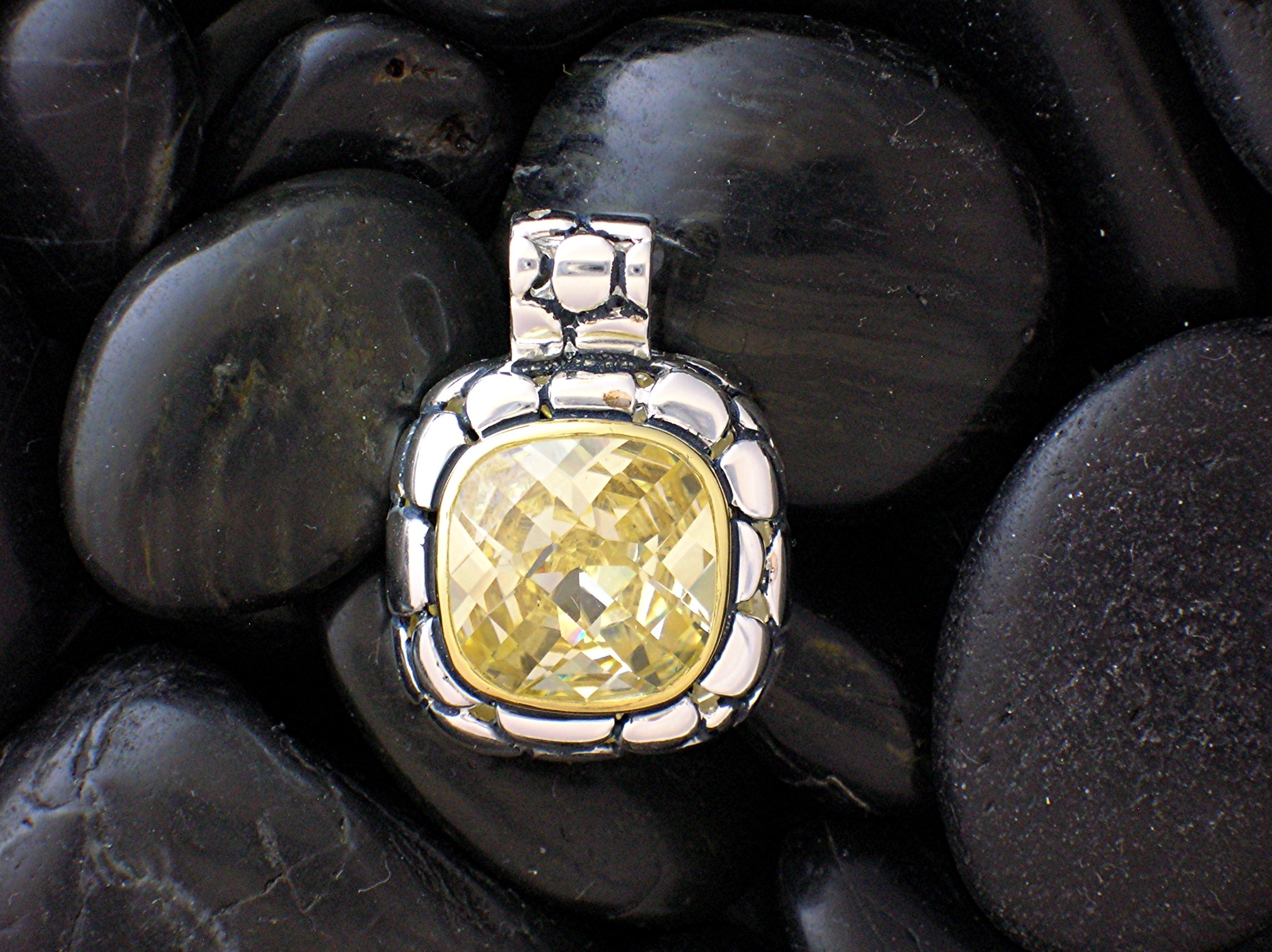 Pendant Sterling Silver Gold Vermeil Lemon Citrine CZ