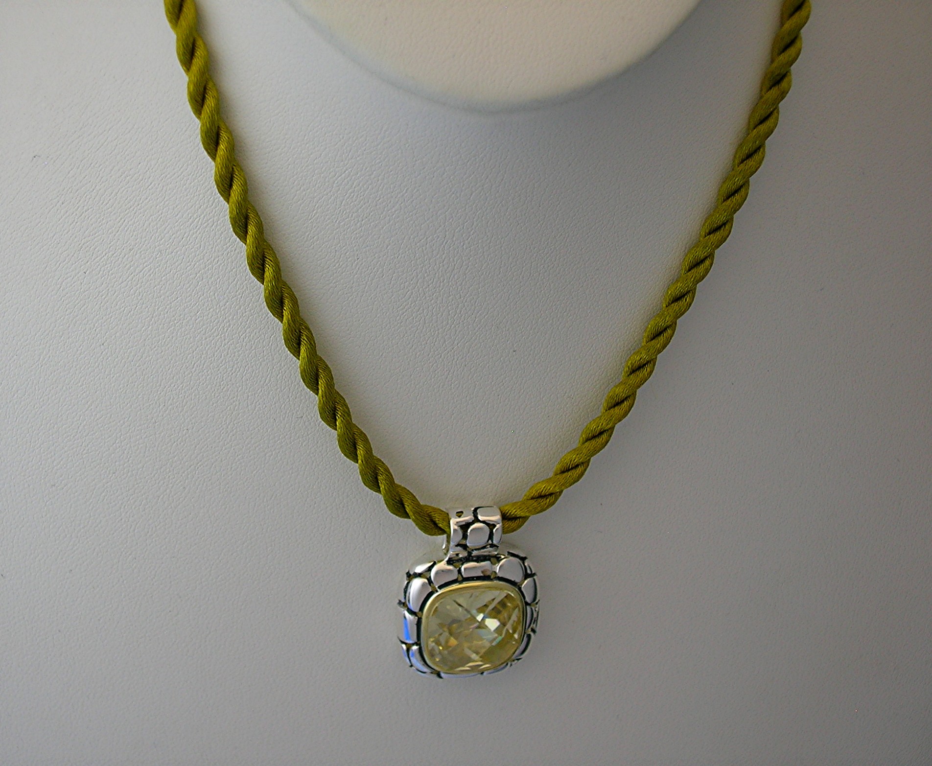 Pendant Sterling Silver Gold Vermeil Lemon Citrine CZ