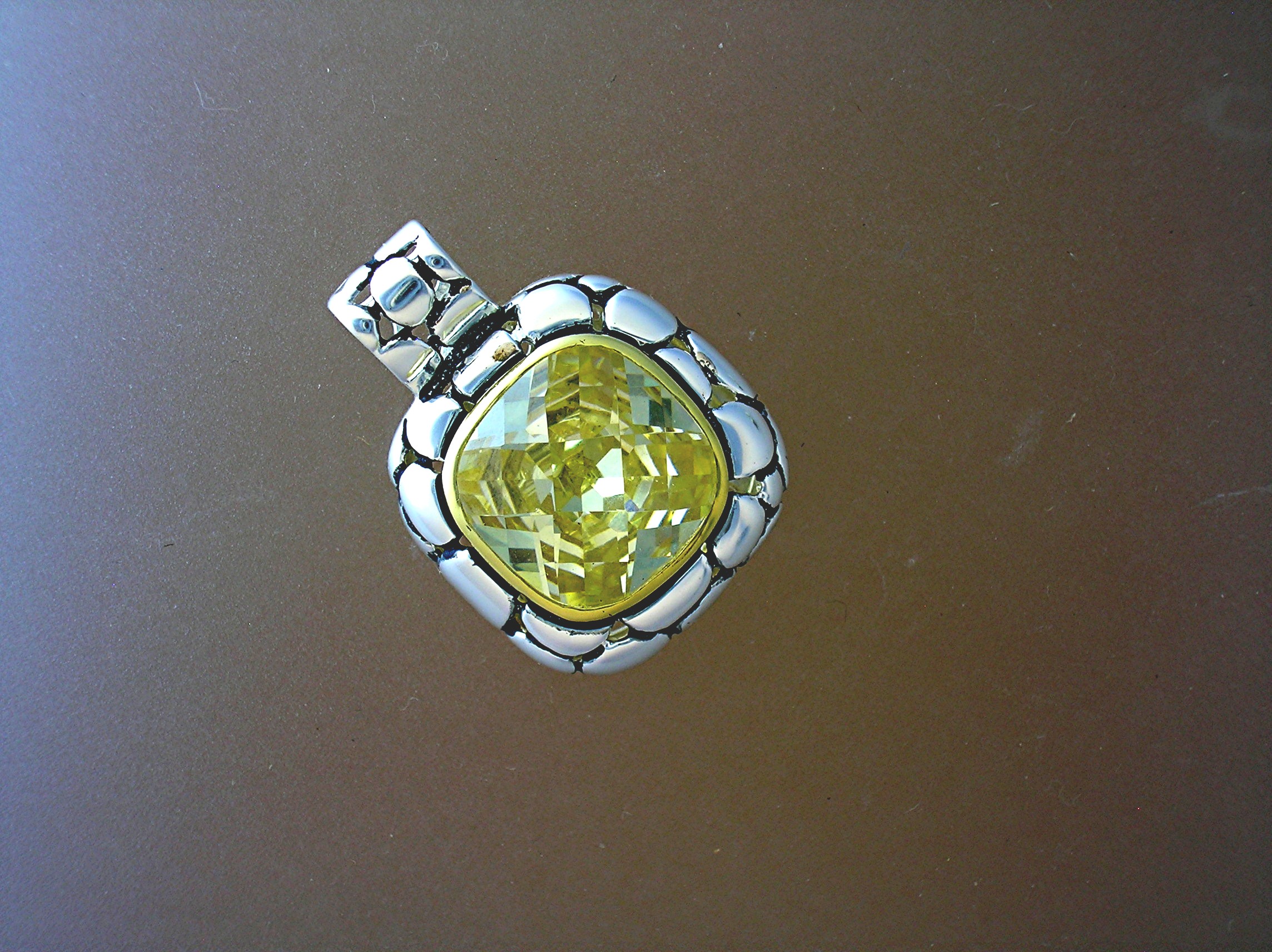 Pendant Sterling Silver Gold Vermeil Lemon Citrine CZ