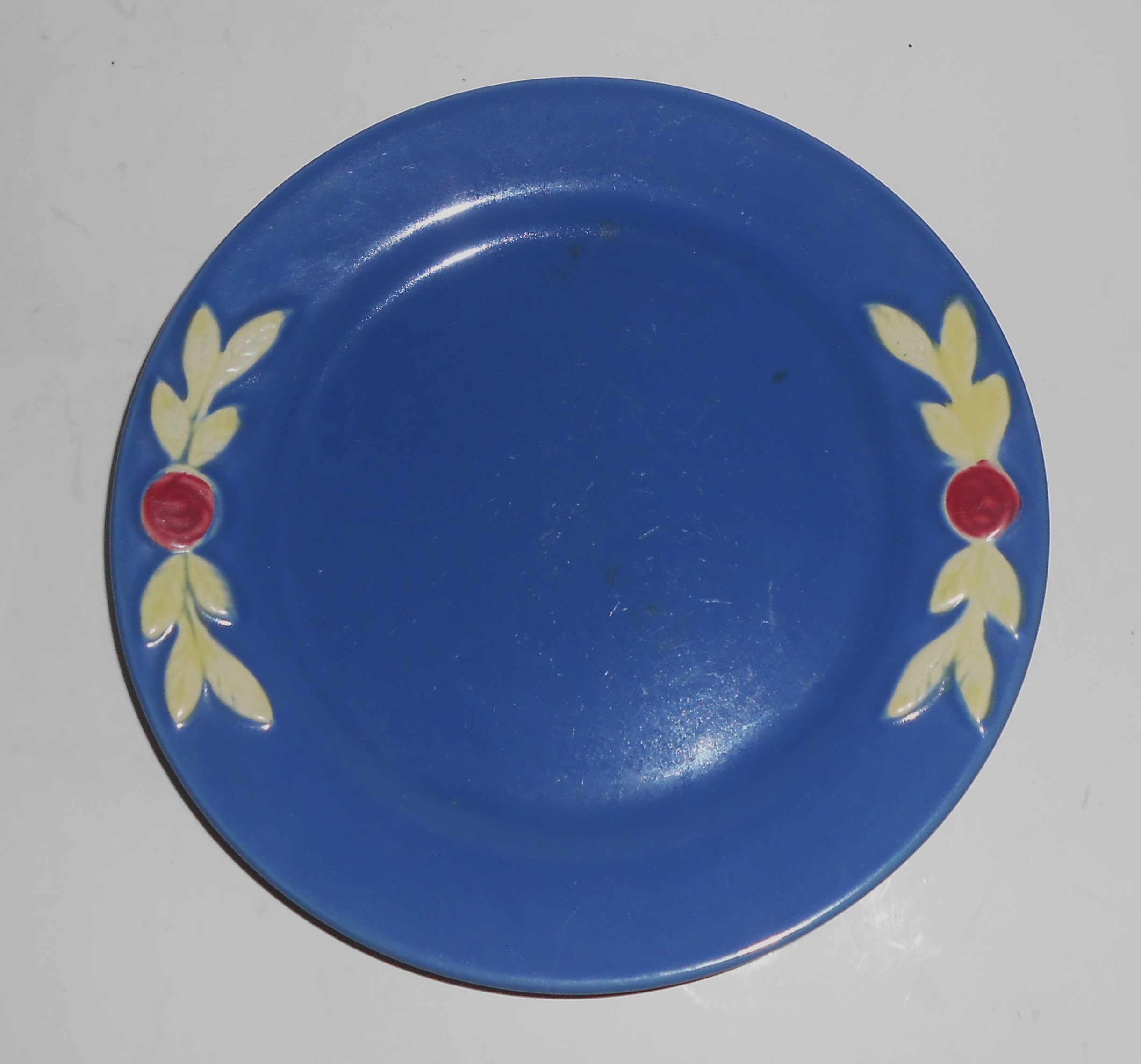 VINTAGE Coors Pottery Rosebud Blue 7'' Plate #4