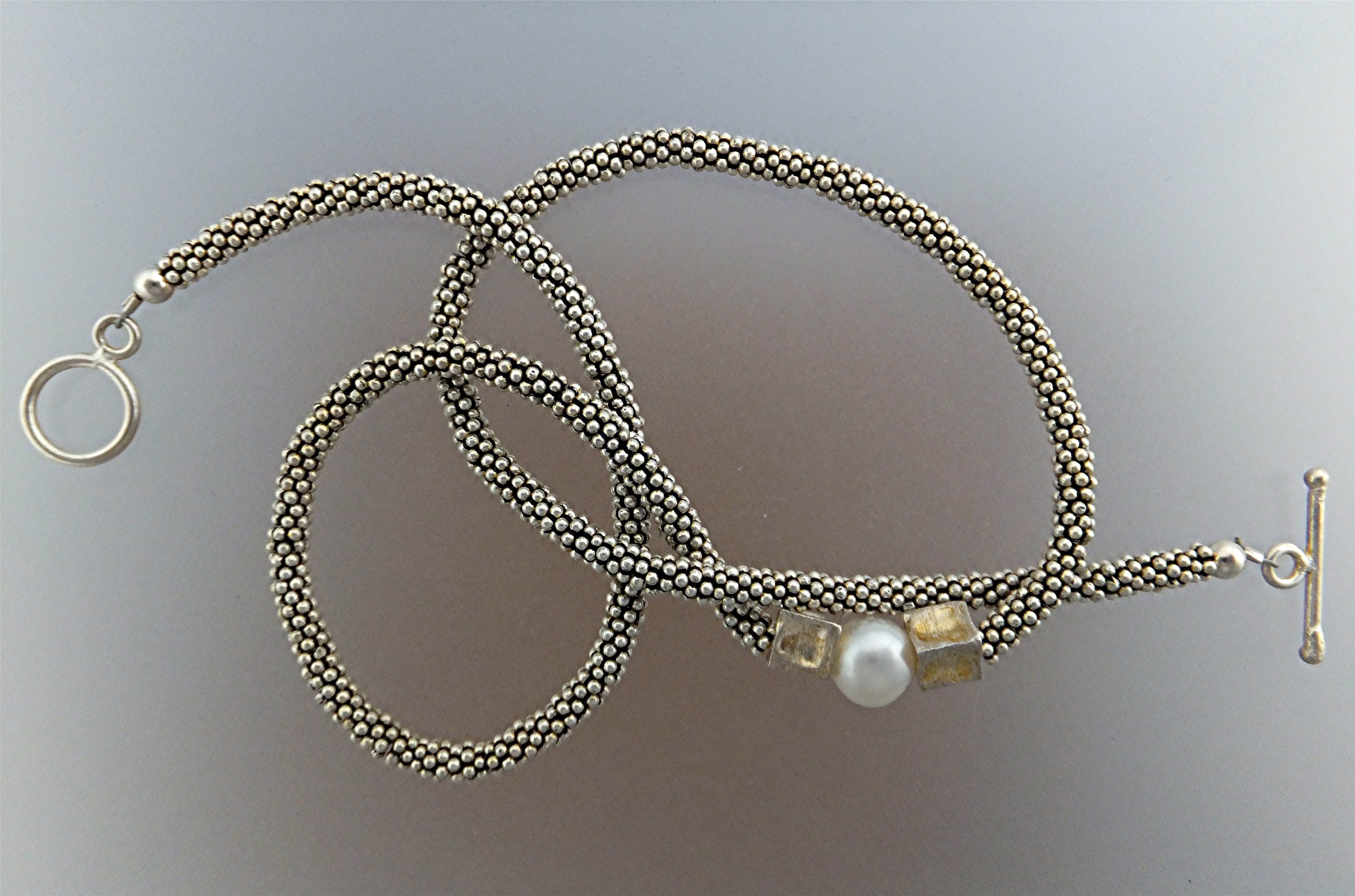 Necklace Sterling Silver 9mm Freshwater Pearl Toggle C