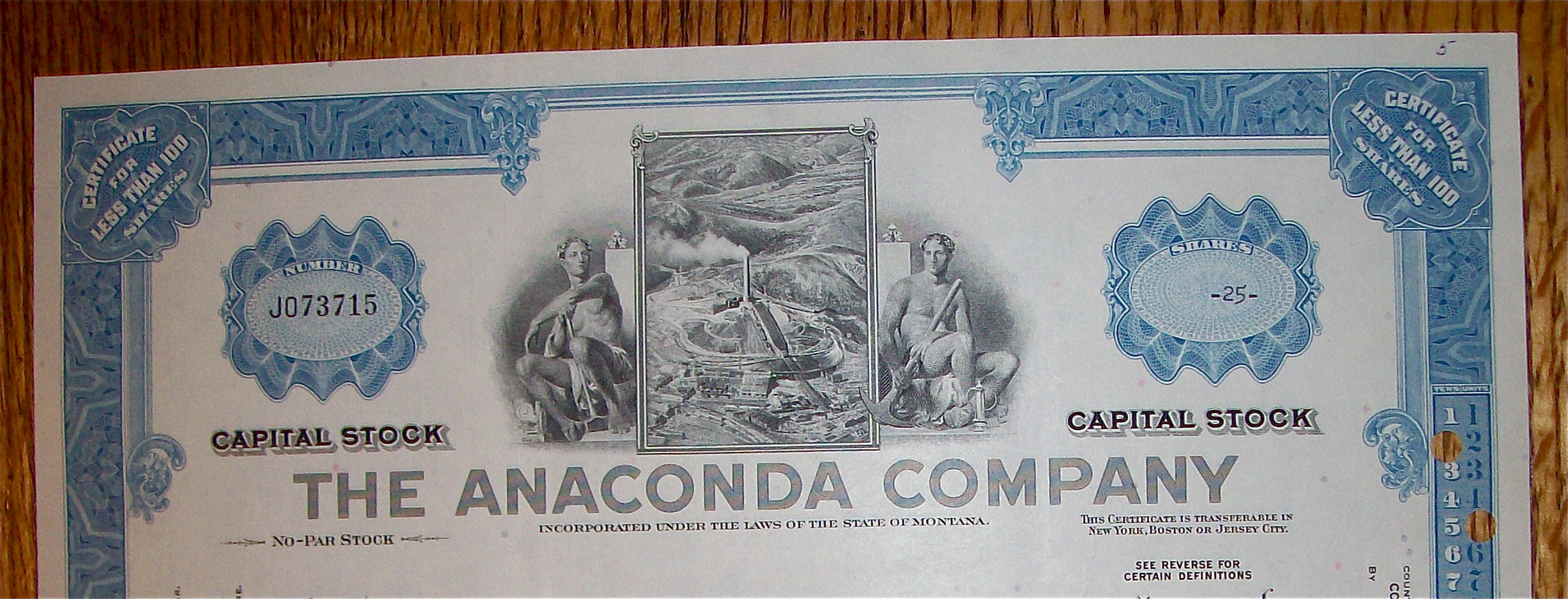1967 Anaconda Company Stock Certificate