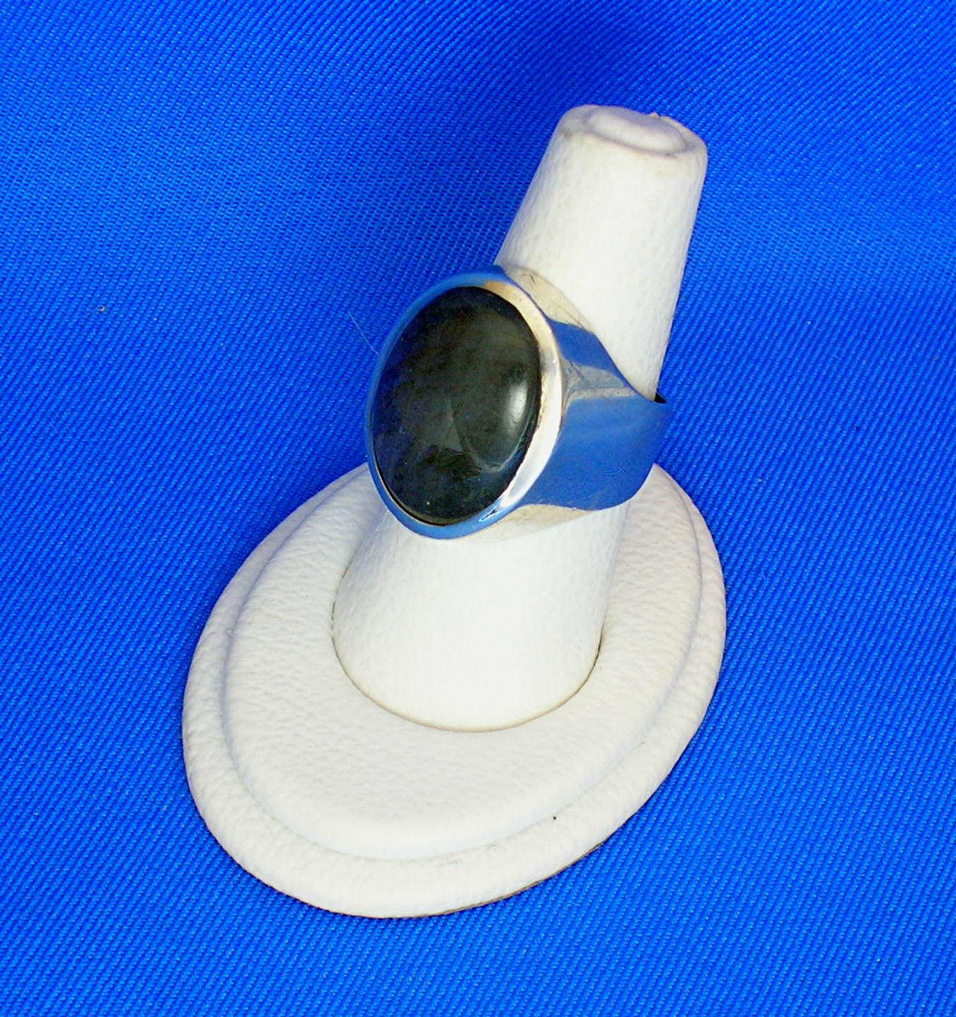 Sterling Silver Hand Made Ring from Peru Blue Tan Stone
