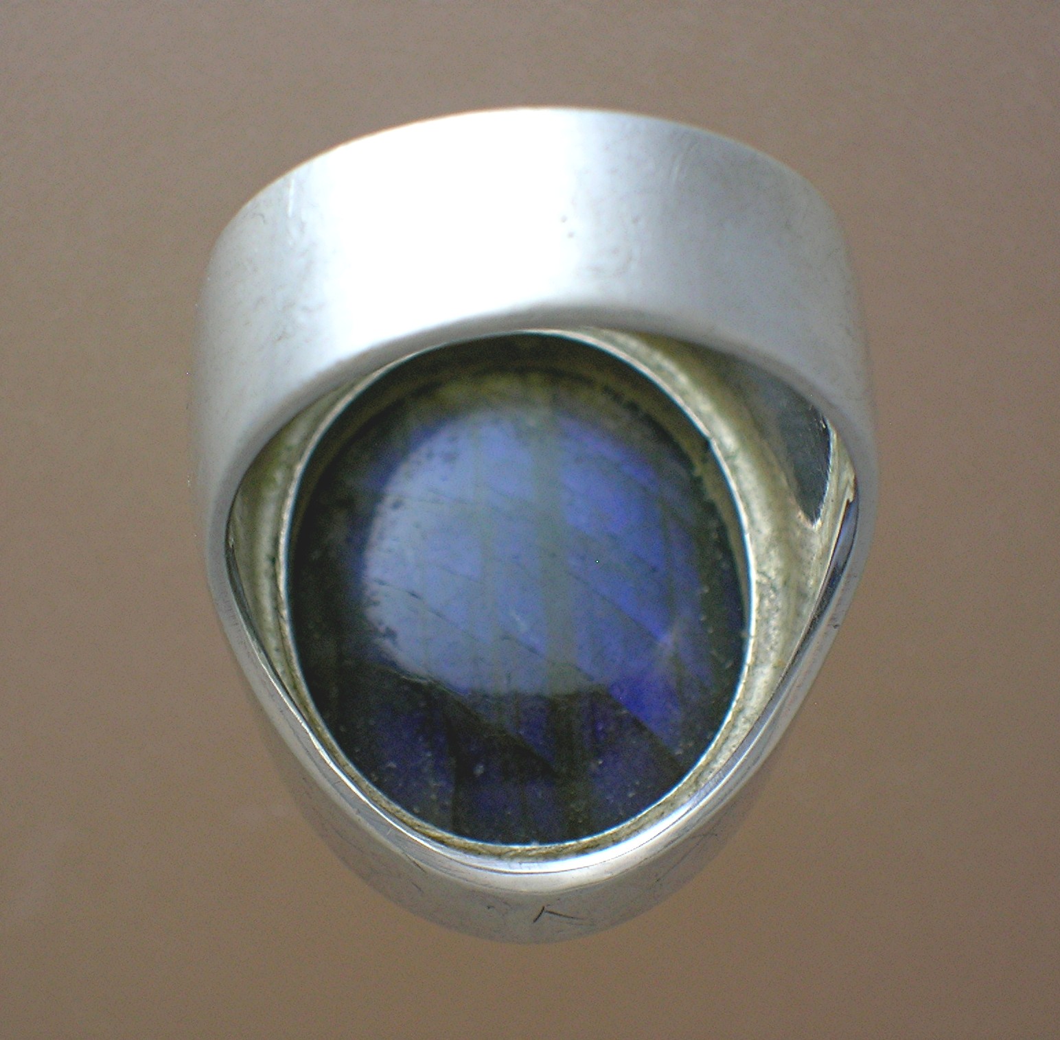 Sterling Silver Hand Made Ring from Peru Blue Tan Stone