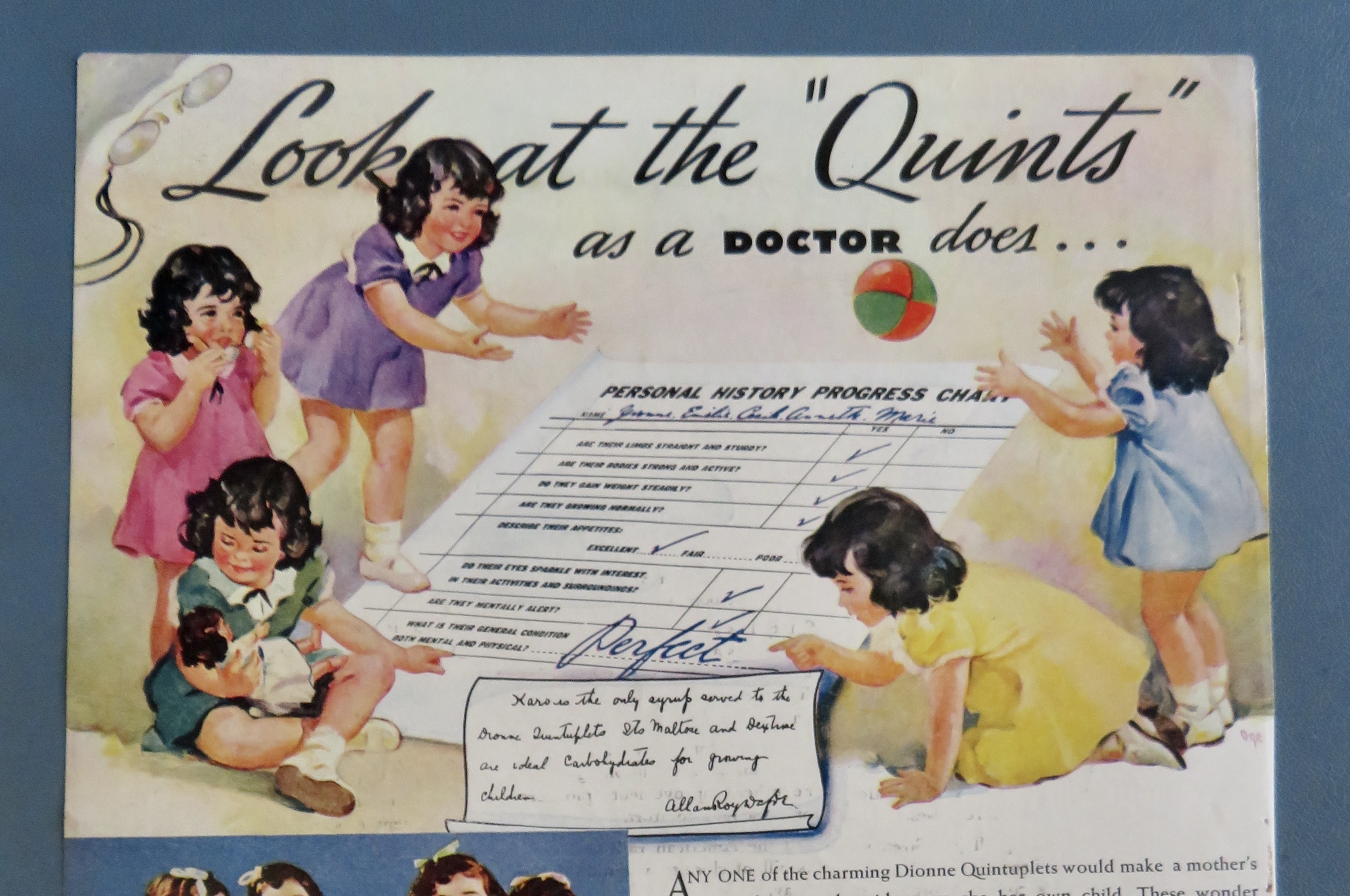 1937 Karo Syrup with Dionne Quintuplets