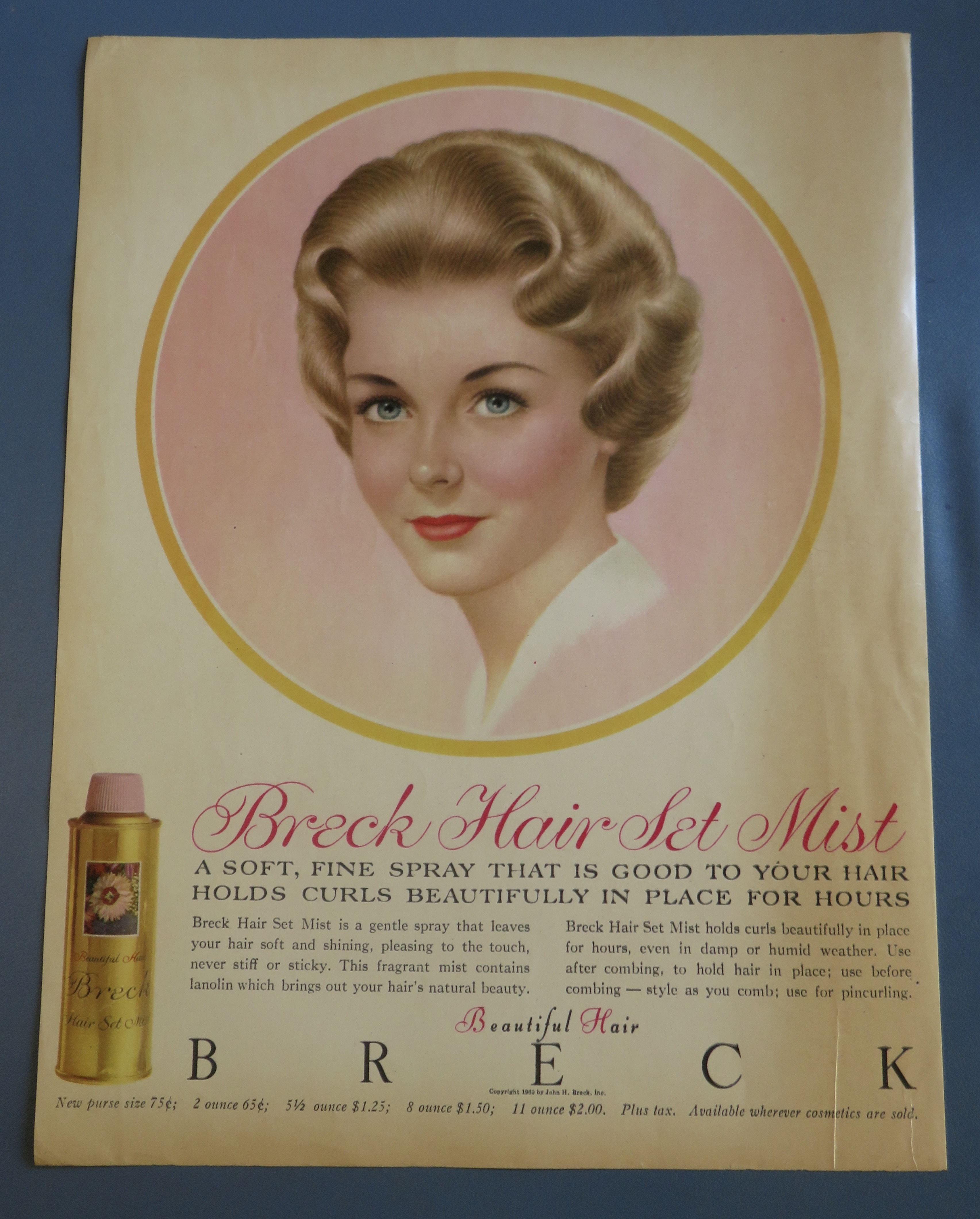 1960 Breck Hair Set Mist with Lovely Brown Haired Woman