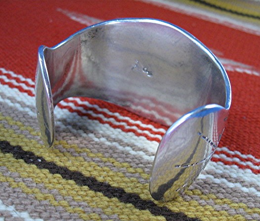 Navajo Sterling Silver Turquoise nd Chip  Inlay Cuff S.
