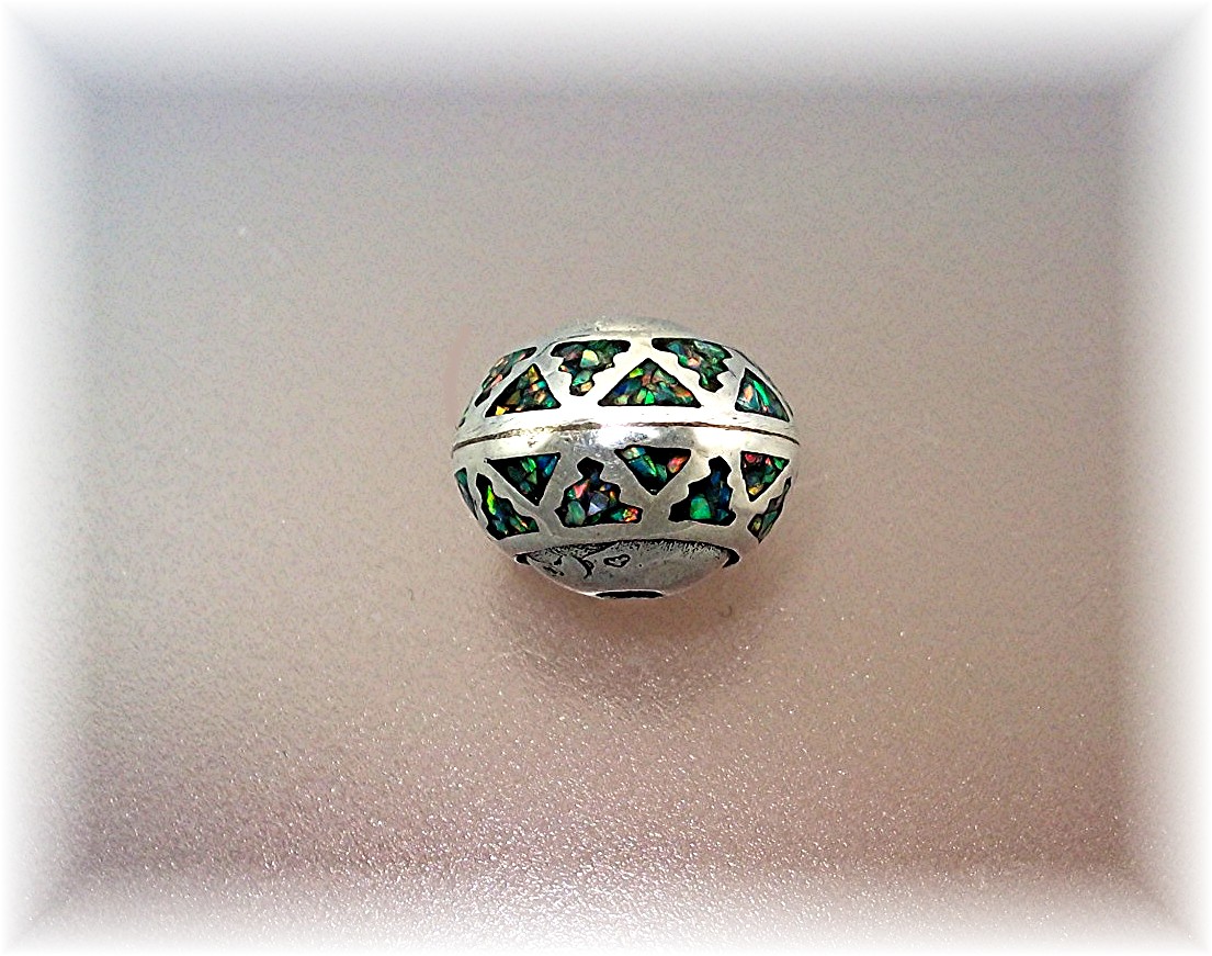 Pendant Bead Sterling Silver Pink Green Blue Opal Inlay