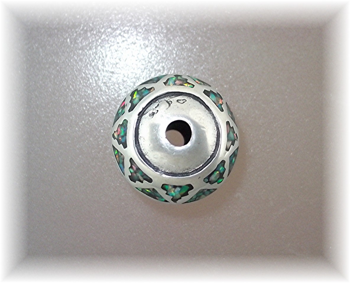 Pendant Bead Sterling Silver Pink Green Blue Opal Inlay