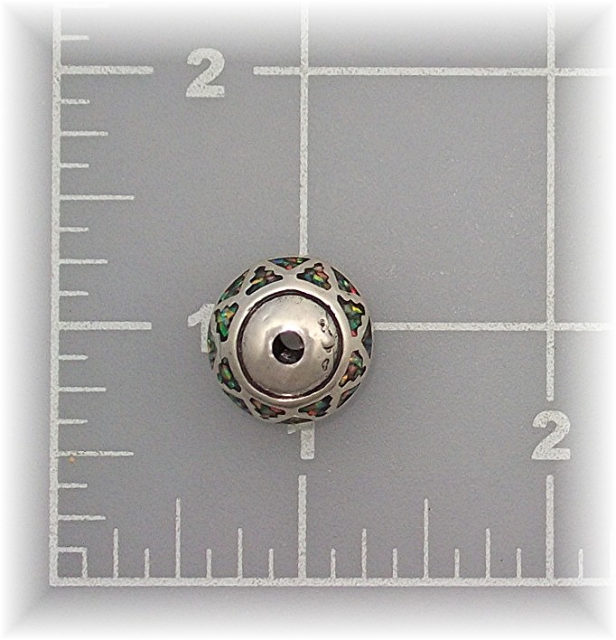 Pendant Bead Sterling Silver Pink Green Blue Opal Inlay