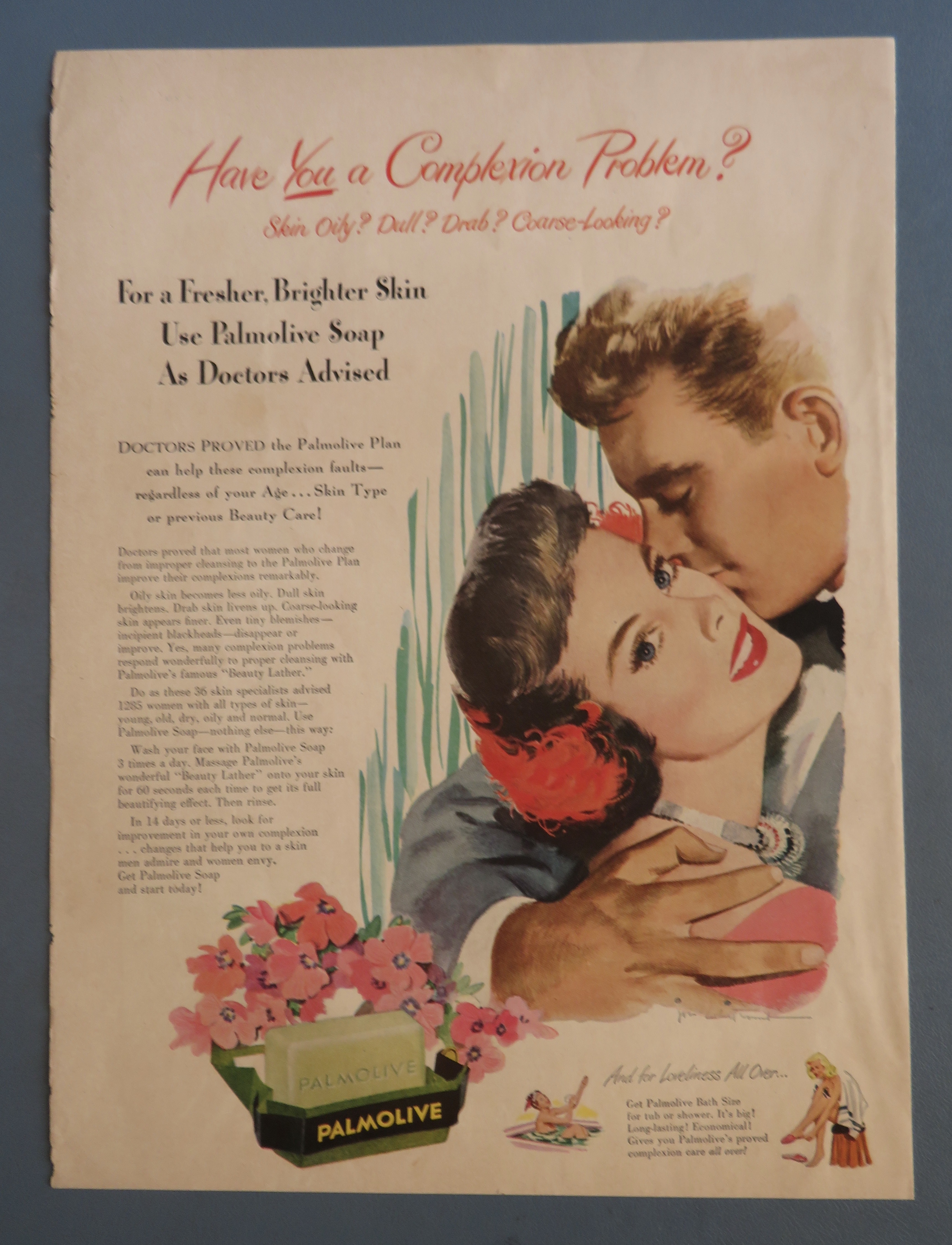 1949 Palmolive Soap with Lovely Woman with a Man