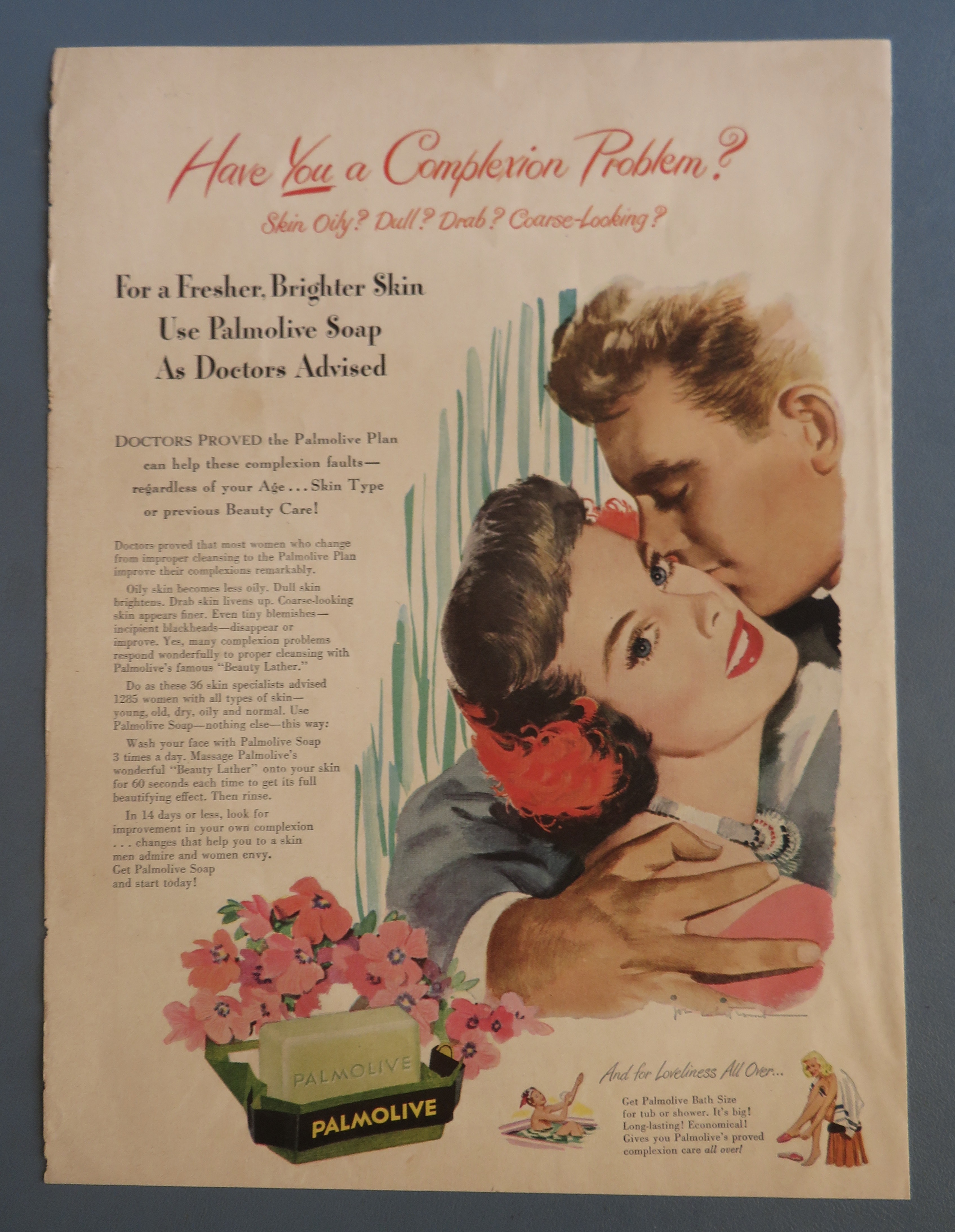 1949 Palmolive Soap with Lovely Woman with a Man