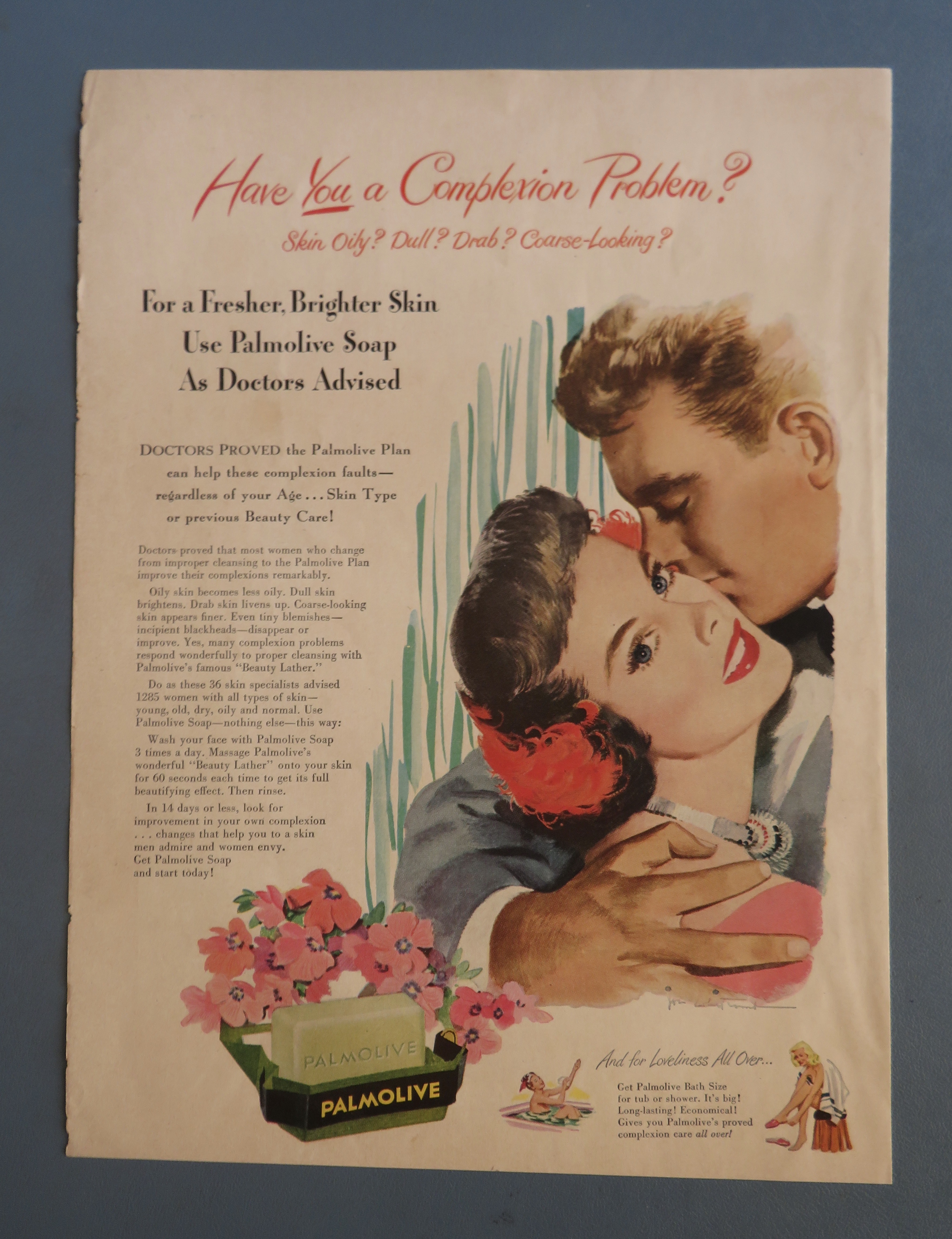 1949 Palmolive Soap with Lovely Woman with a Man
