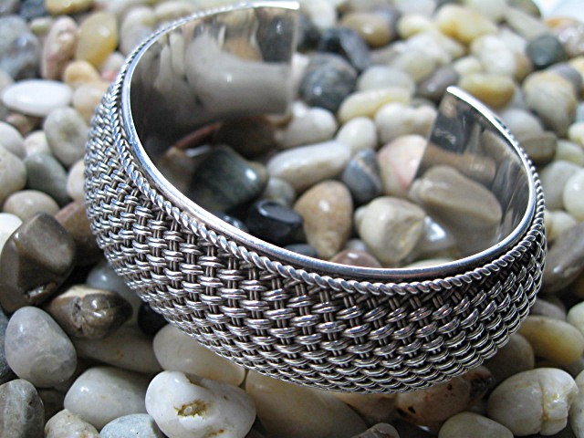 Bali Sterling Silver Wide Cuff Signed BA 56 Grams