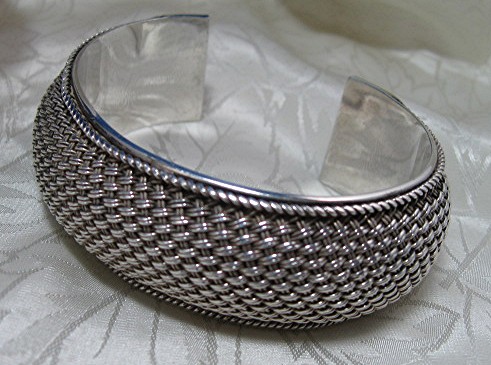Bali Sterling Silver Wide Cuff Signed BA 56 Grams