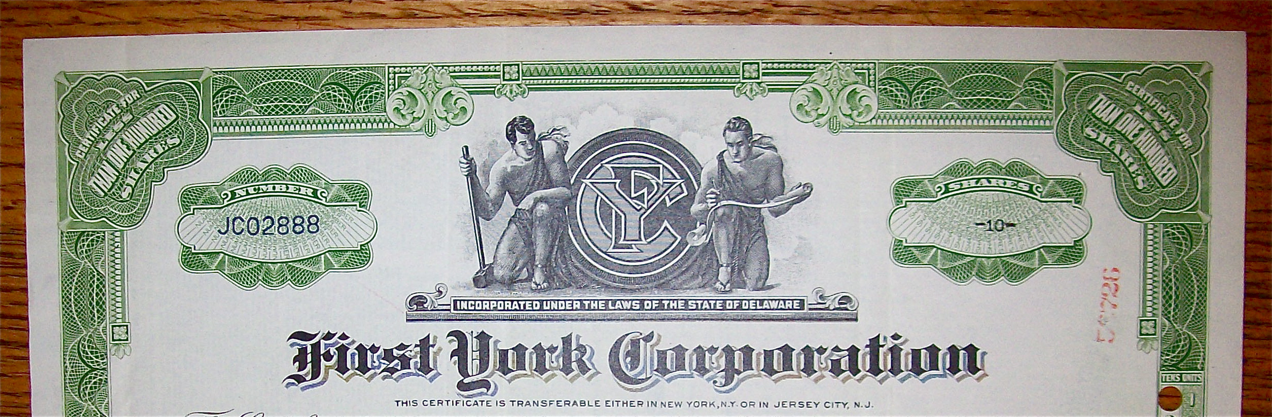1947 First York Corporation Stock Certificate