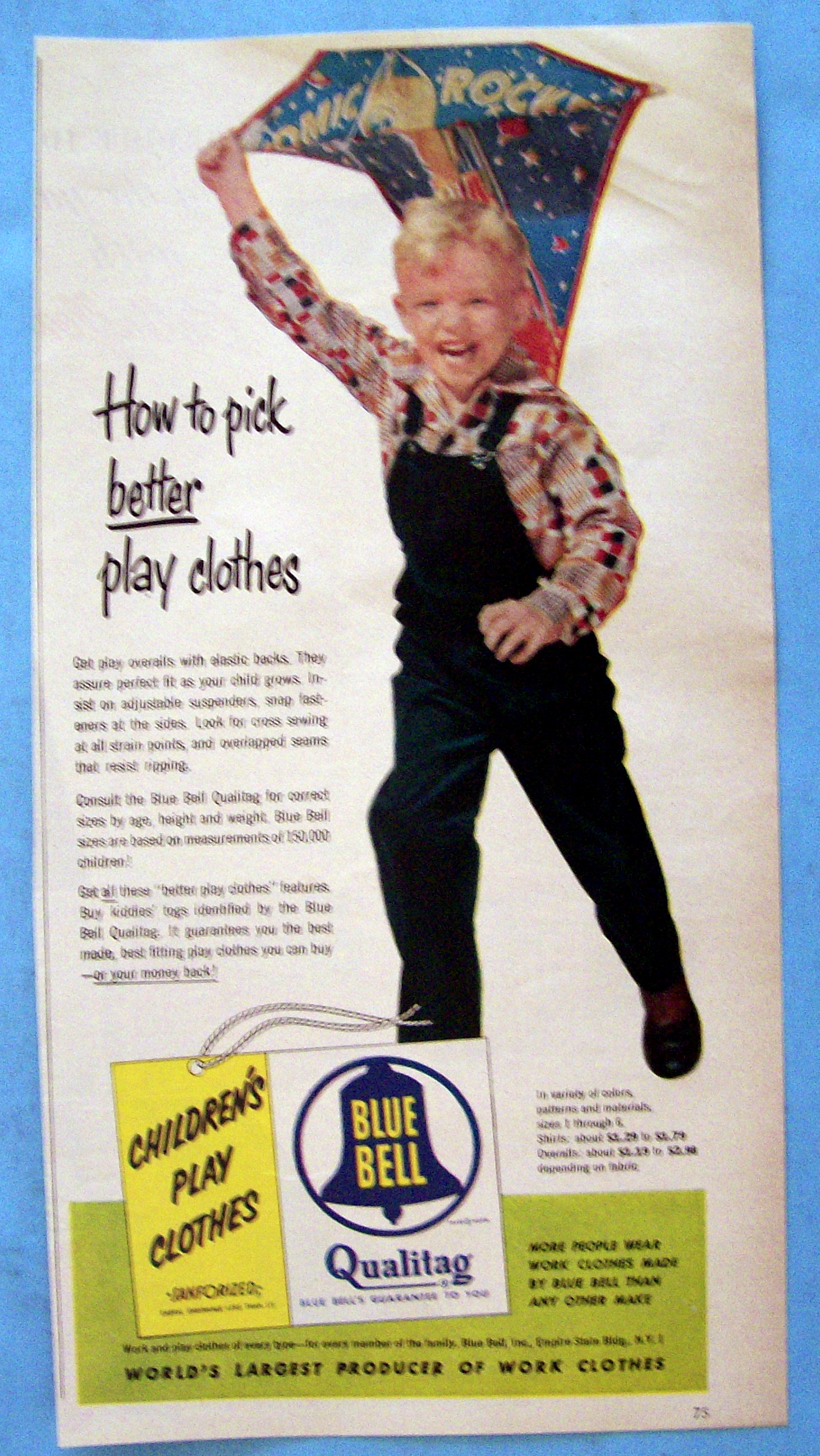 1951 Blue Bell Children's Play Clothes with Little Boy