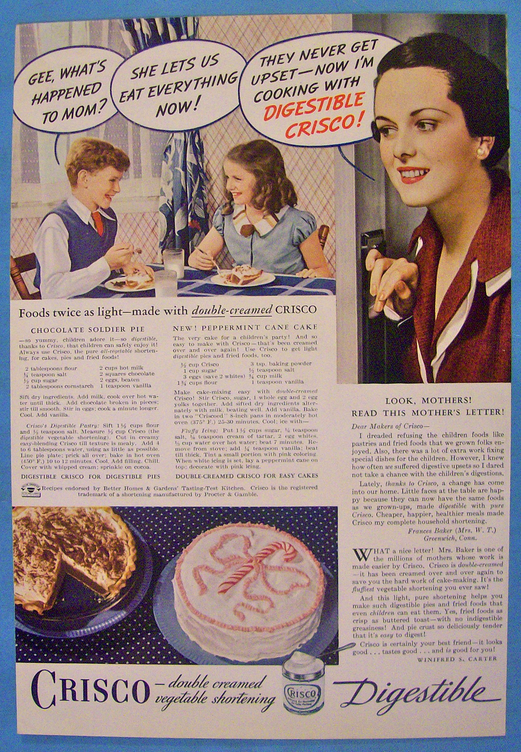 1937 Crisco Shortening with Children Having Cake