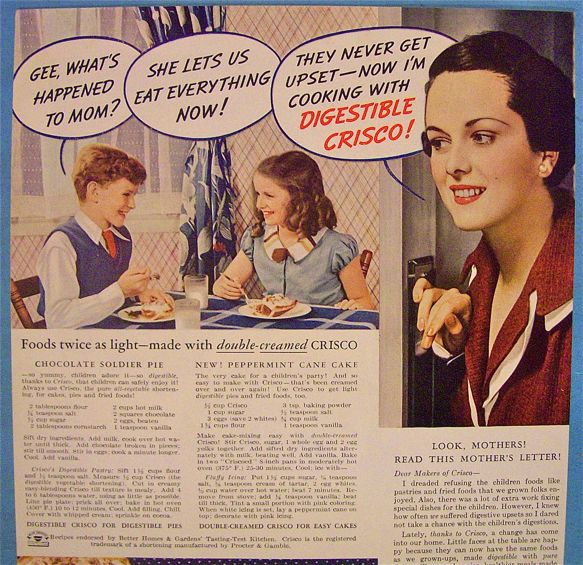 1937 Crisco Shortening with Children Having Cake