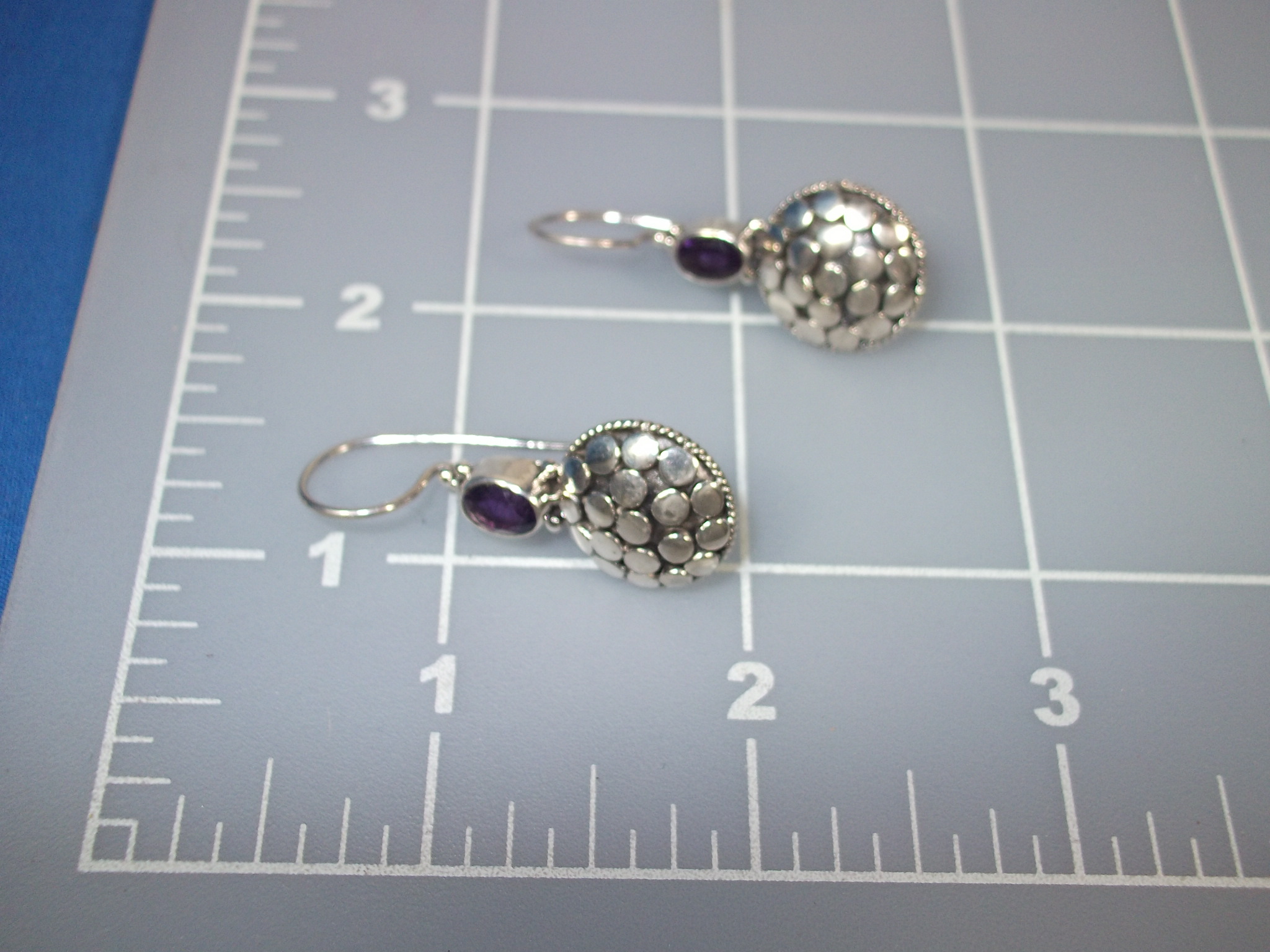 Earrings Amethyst Wire Loop Pierced Dot Earrings