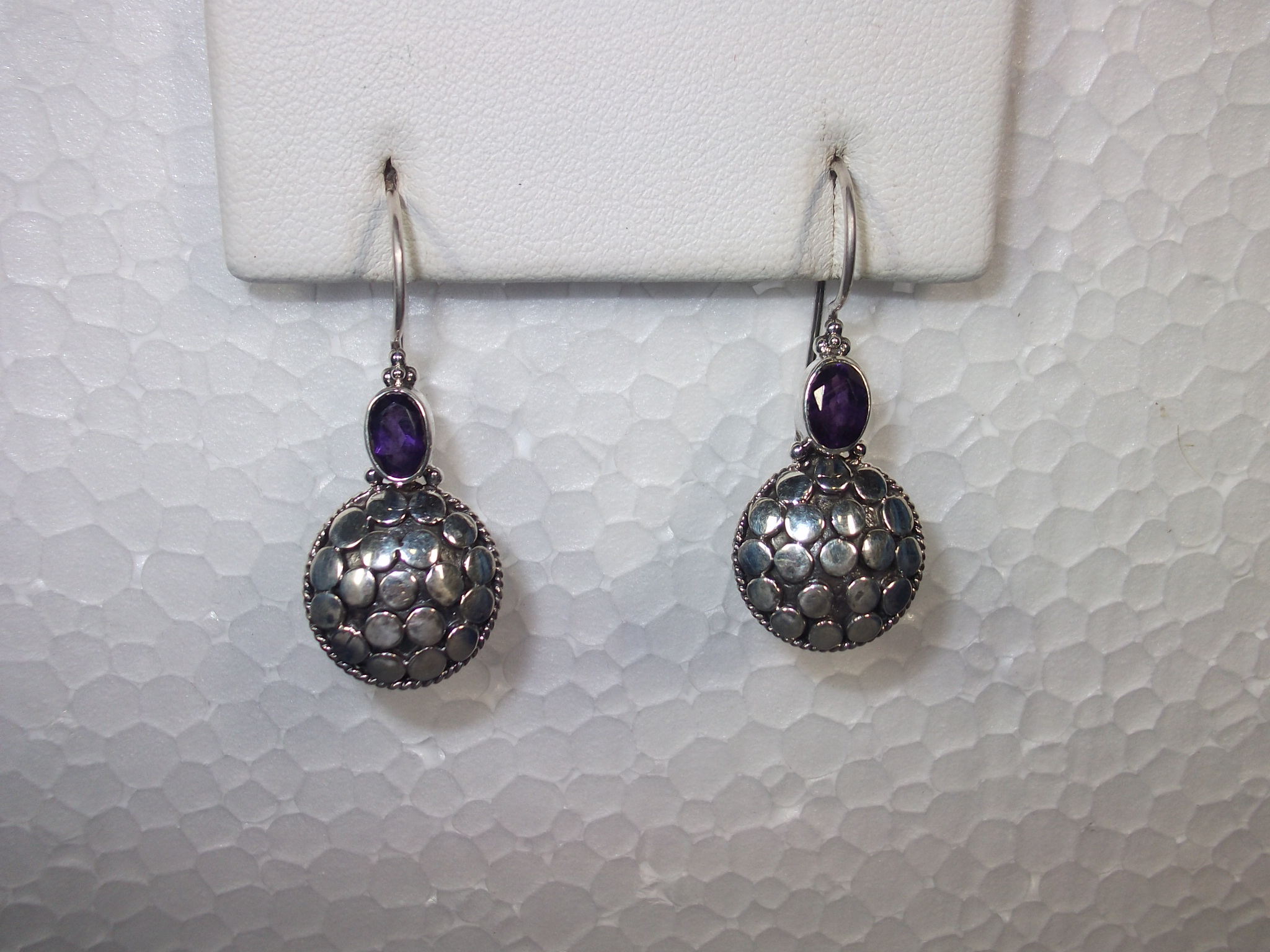 Earrings Amethyst Wire Loop Pierced Dot Earrings