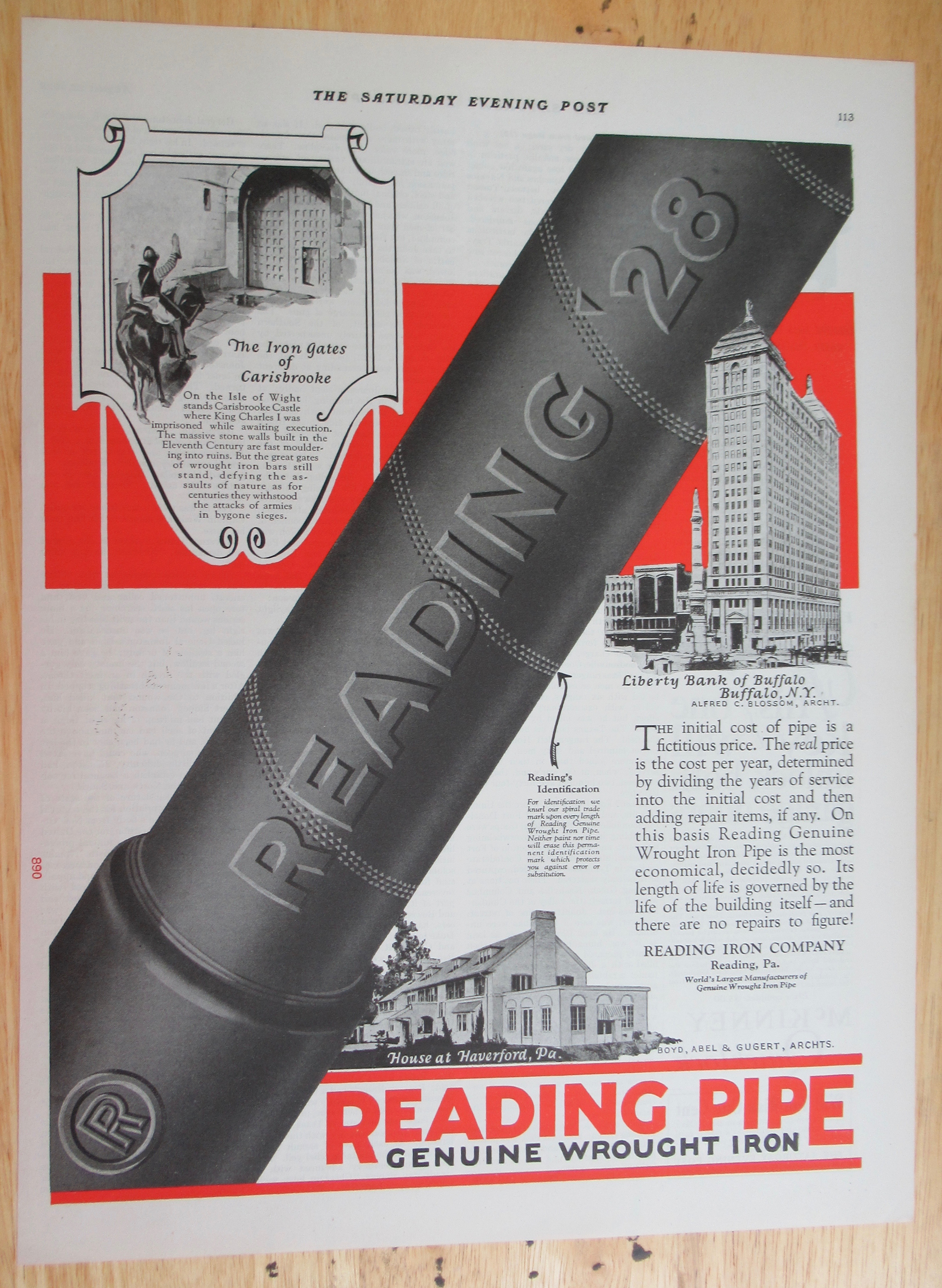 1928 Reading Pipe with the Wrought Iron Pipe