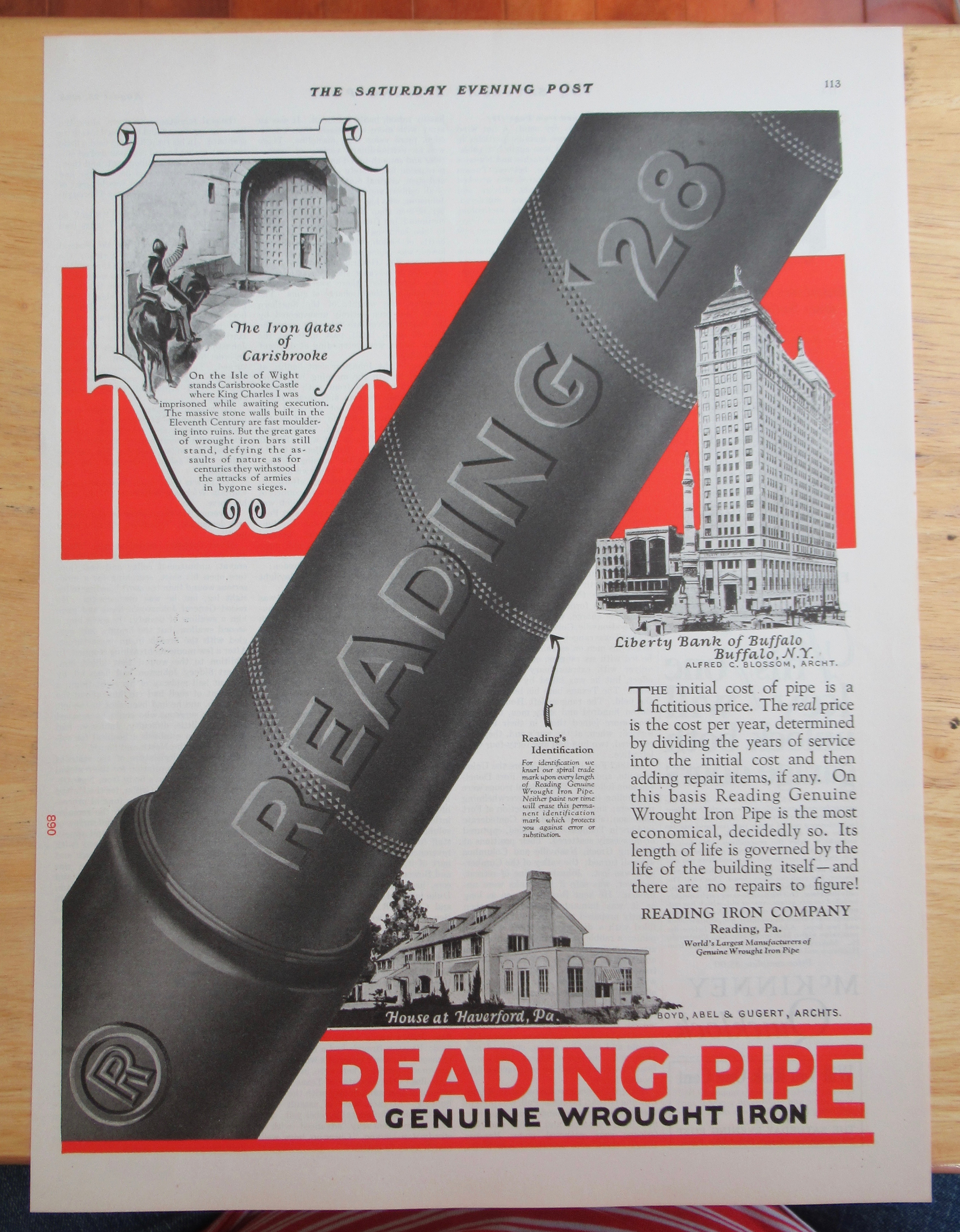 1928 Reading Pipe with the Wrought Iron Pipe