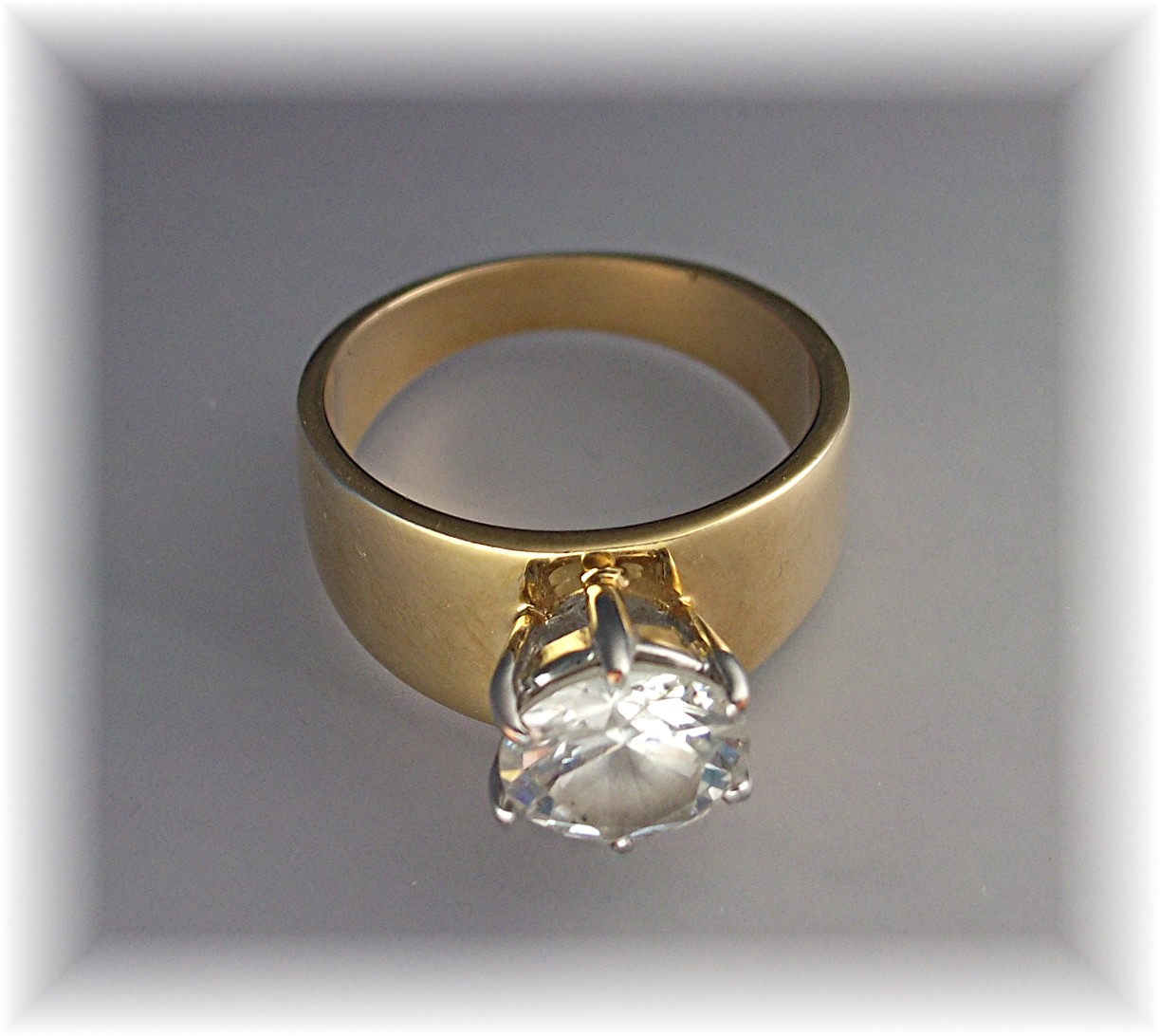 Ring Gold Electroplate 2ct CZ Ring