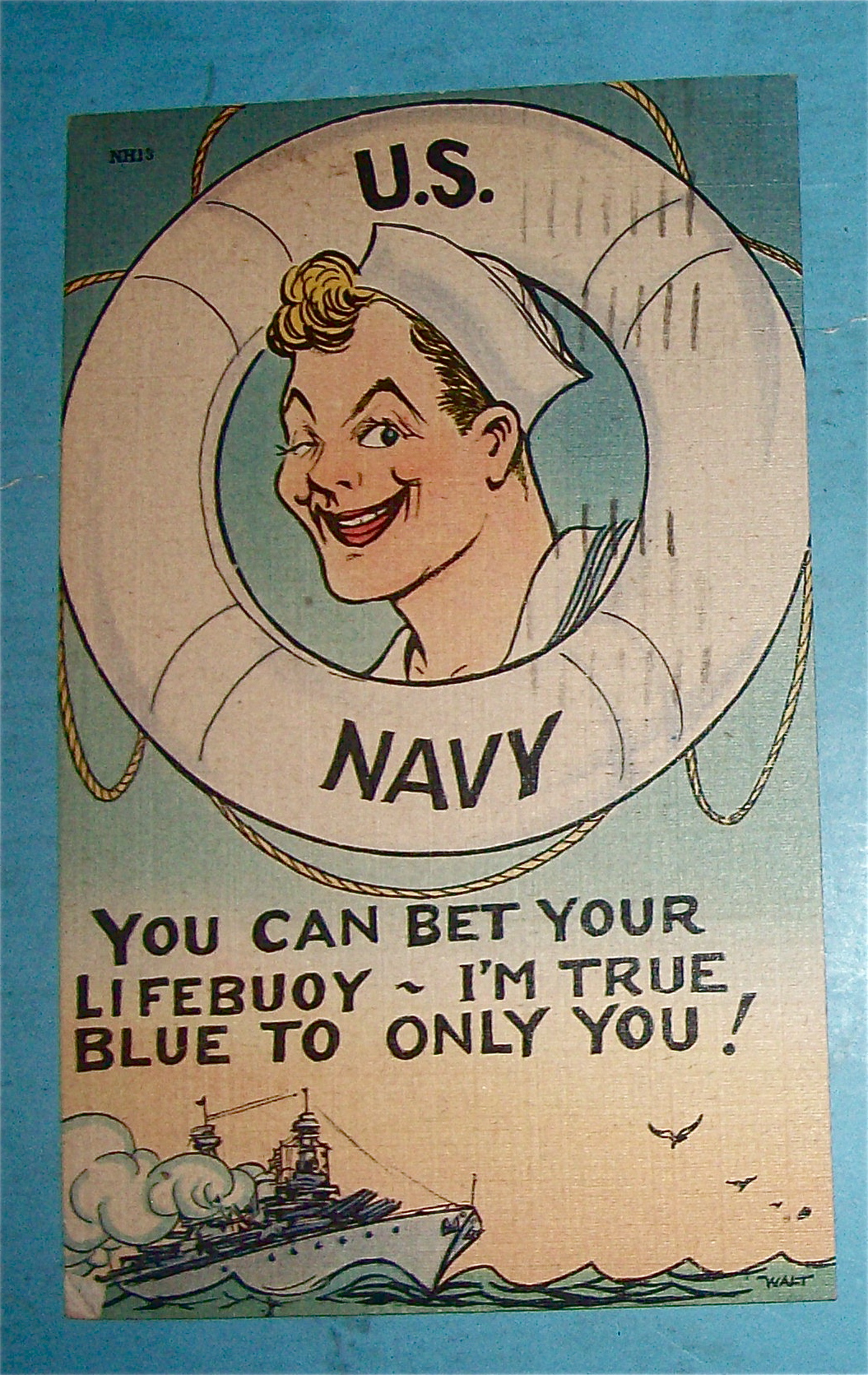 Sailor with Head in Innertube Postcard
