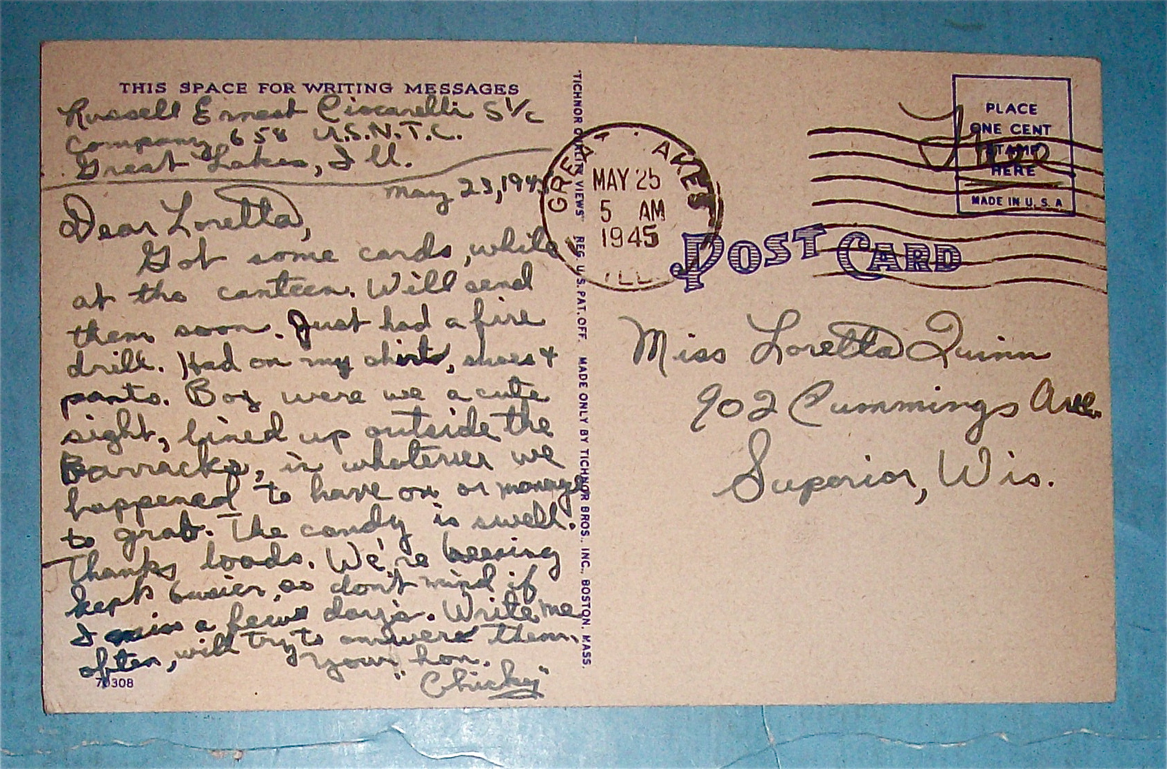 Sailor with Head in Innertube Postcard