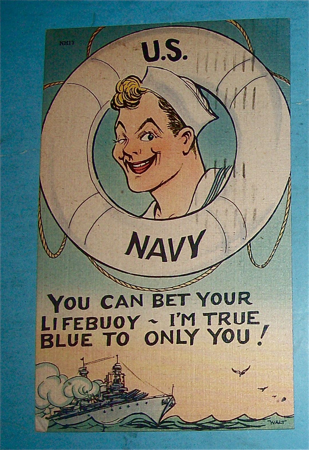 Sailor with Head in Innertube Postcard
