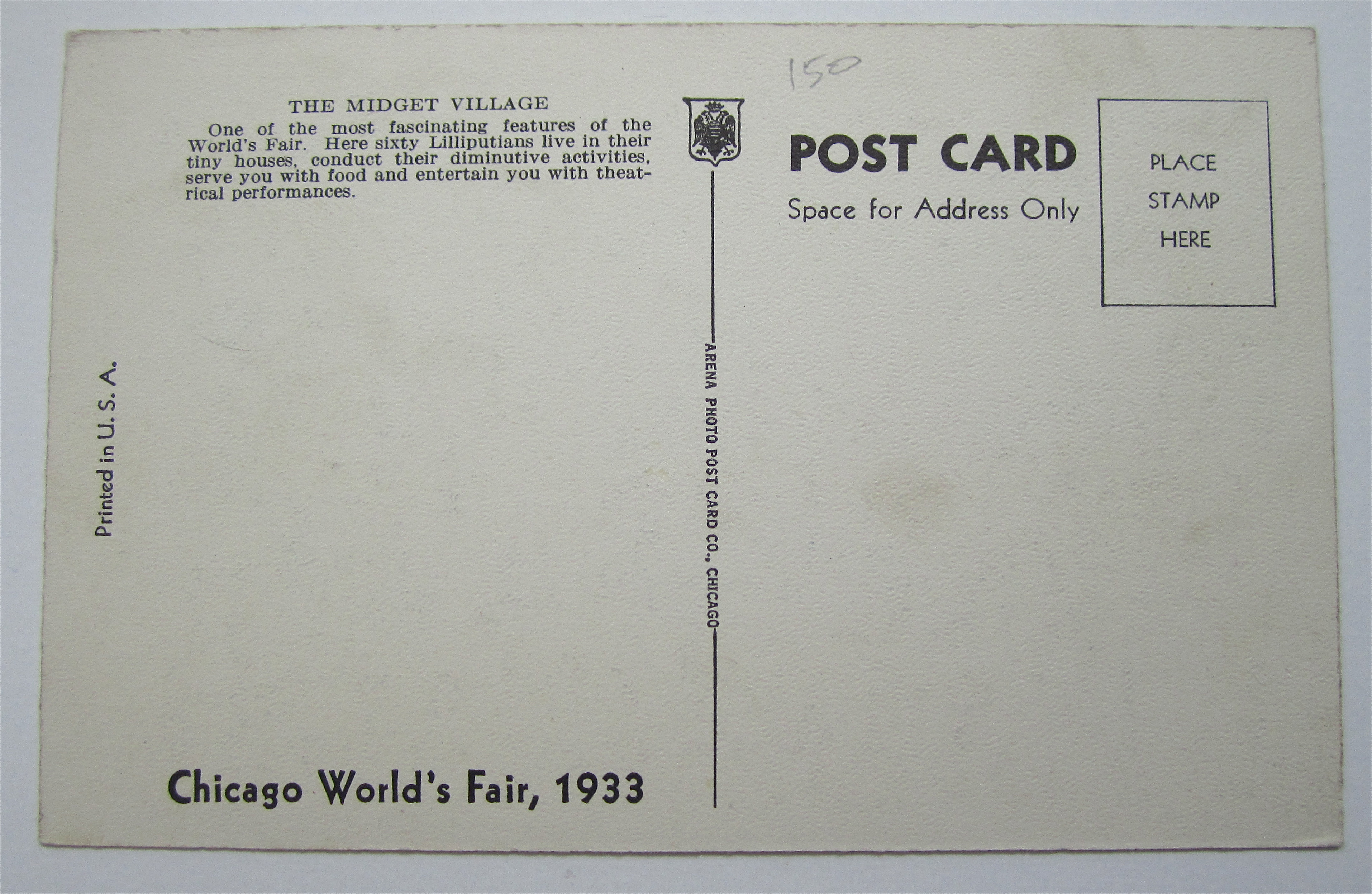 The Midget Village, 1933 Chicago World Fair Postcard