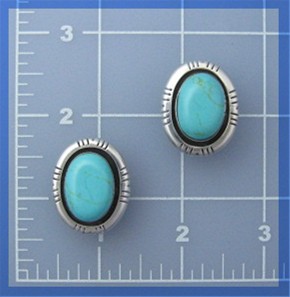 Taxco Mexico Sterling Silver Turquoise Clip Earrings