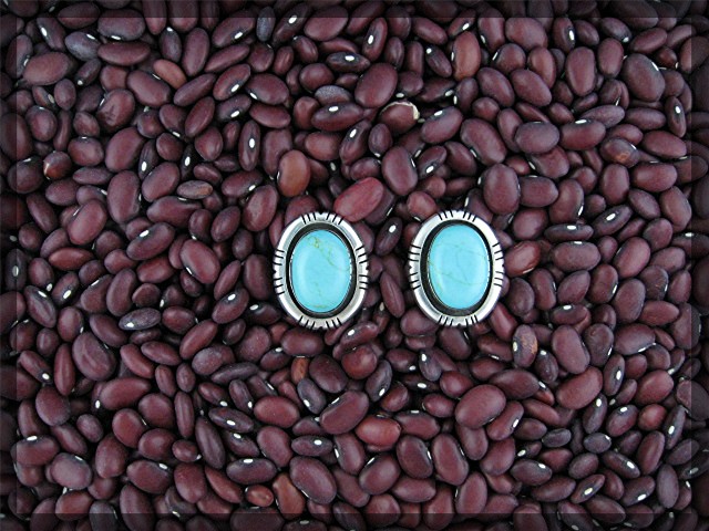 Taxco Mexico Sterling Silver Turquoise Clip Earrings