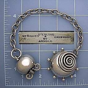 Brooch  ARNOLD Sterling Silver Double Art Deco