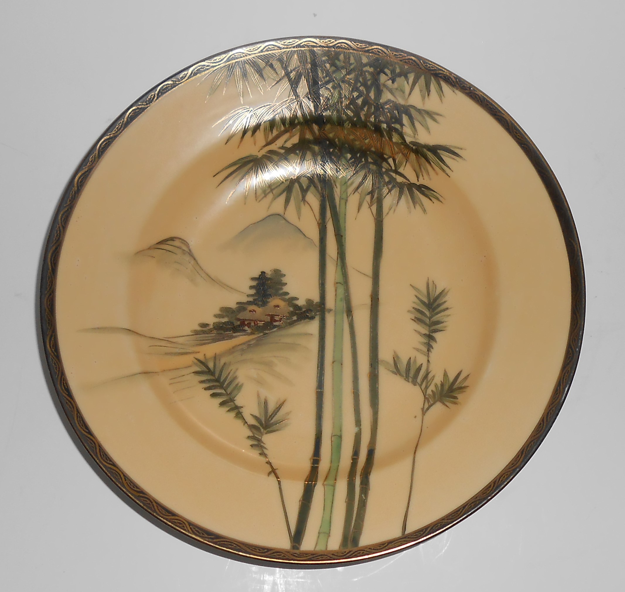 Nishida Japan Porcelain China 22k Yellow Black Bamboo F