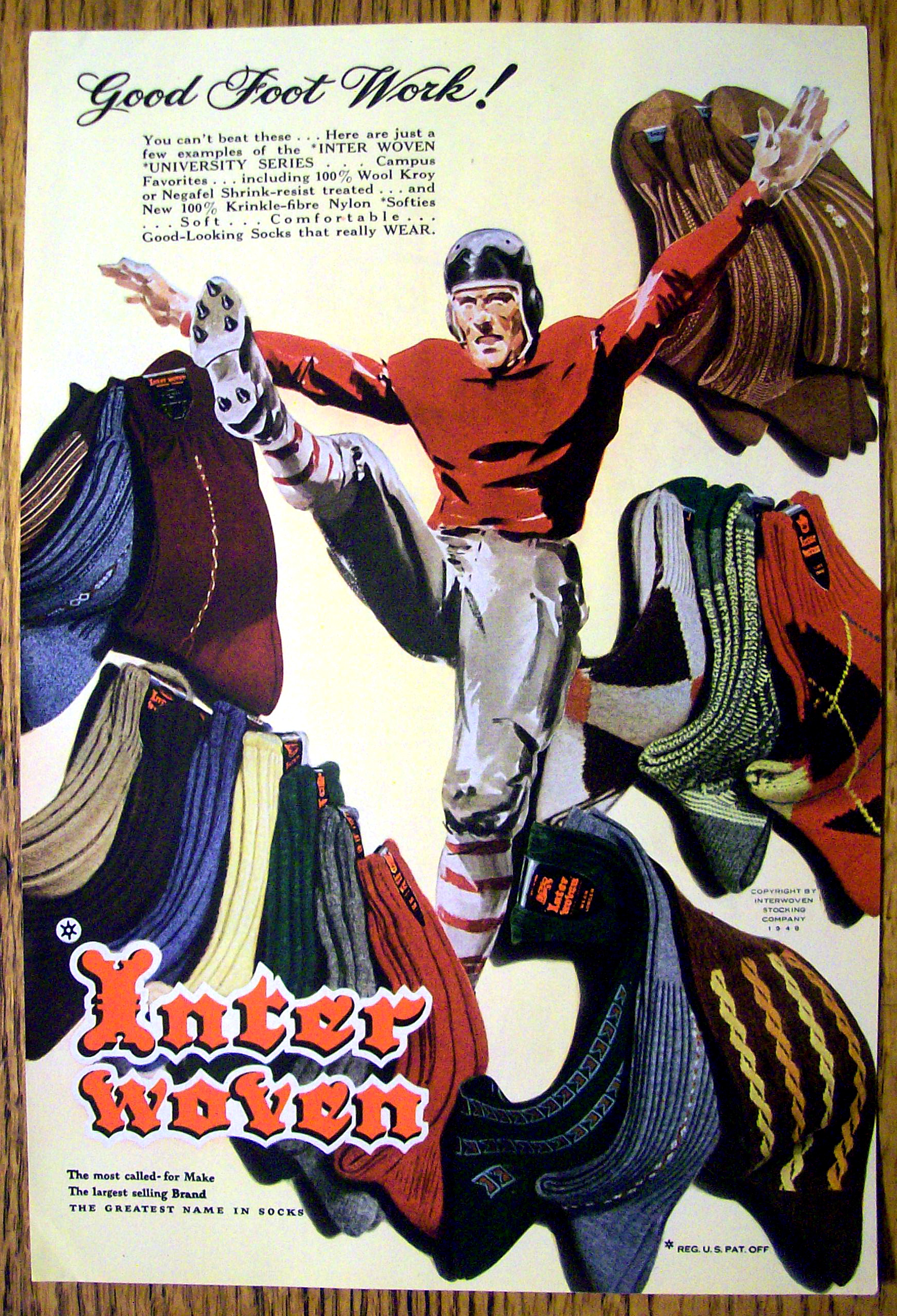 1948 Interwoven Socks with Football Player