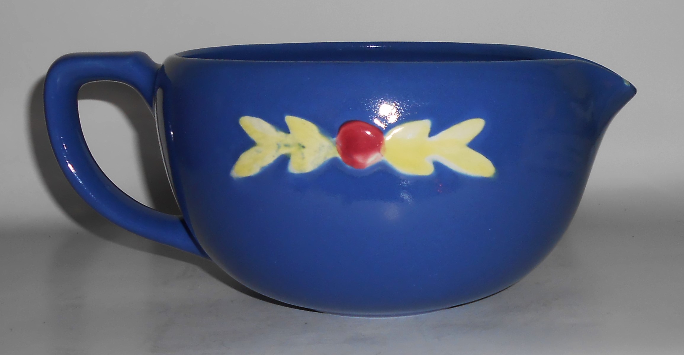 Coors Pottery Rosebud Blue Medium Handled Batter Bowl 3
