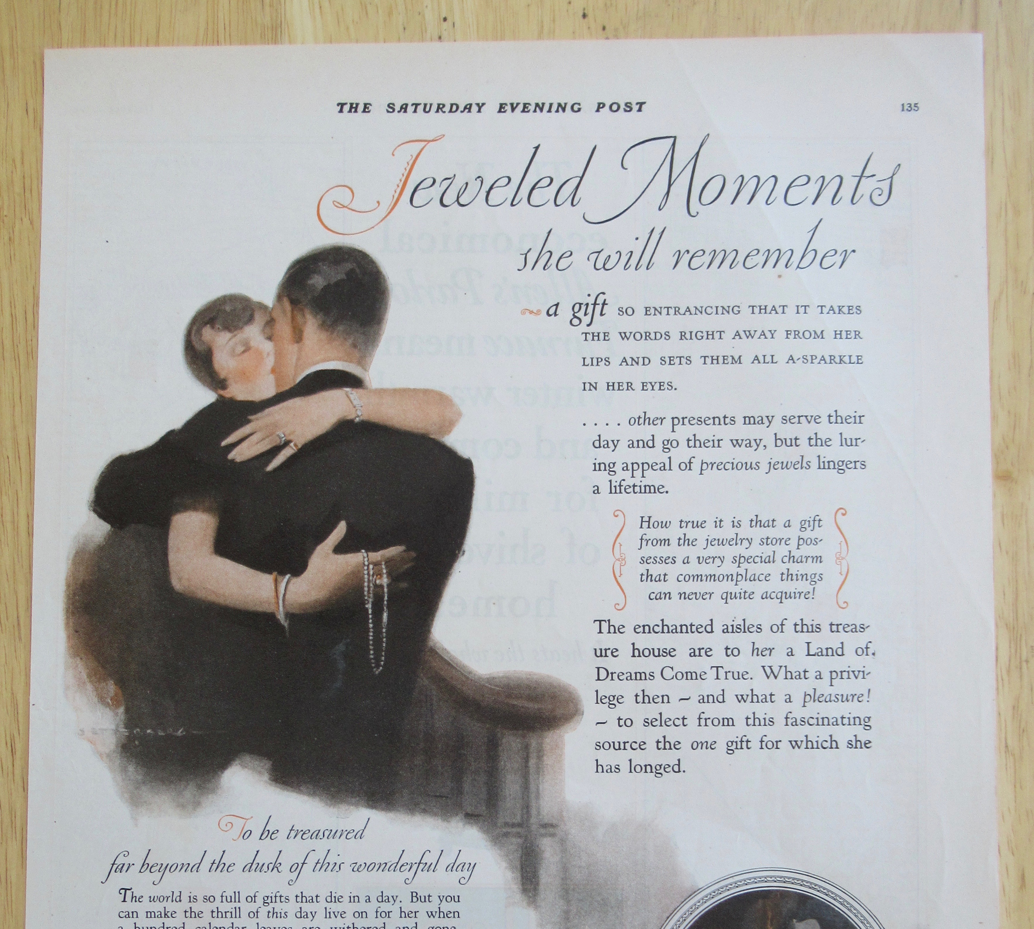 1926 Jeweled Moments with Woman Kissing Man