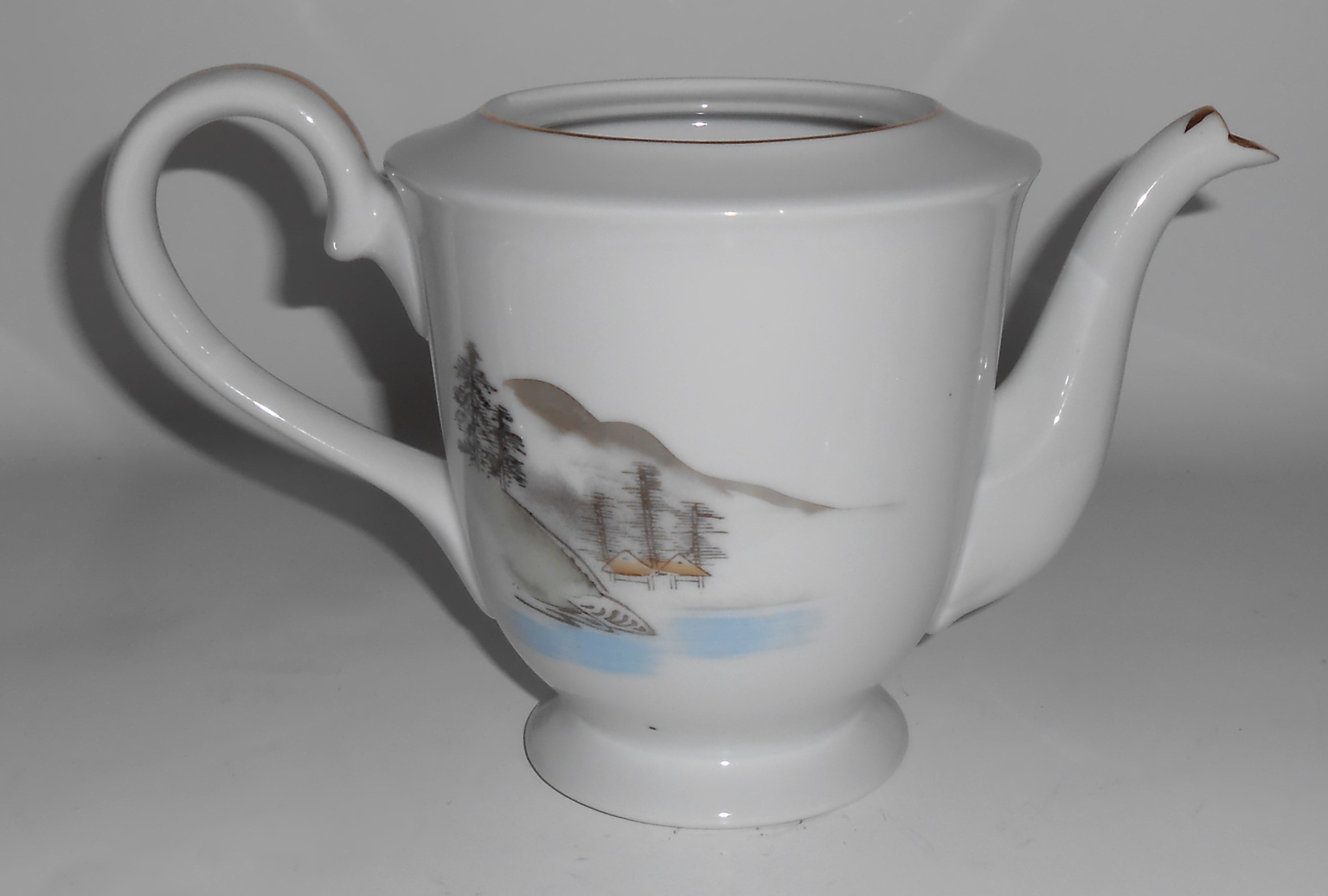 Noritake Porcelain Morimura China River Bridge Huts Mt