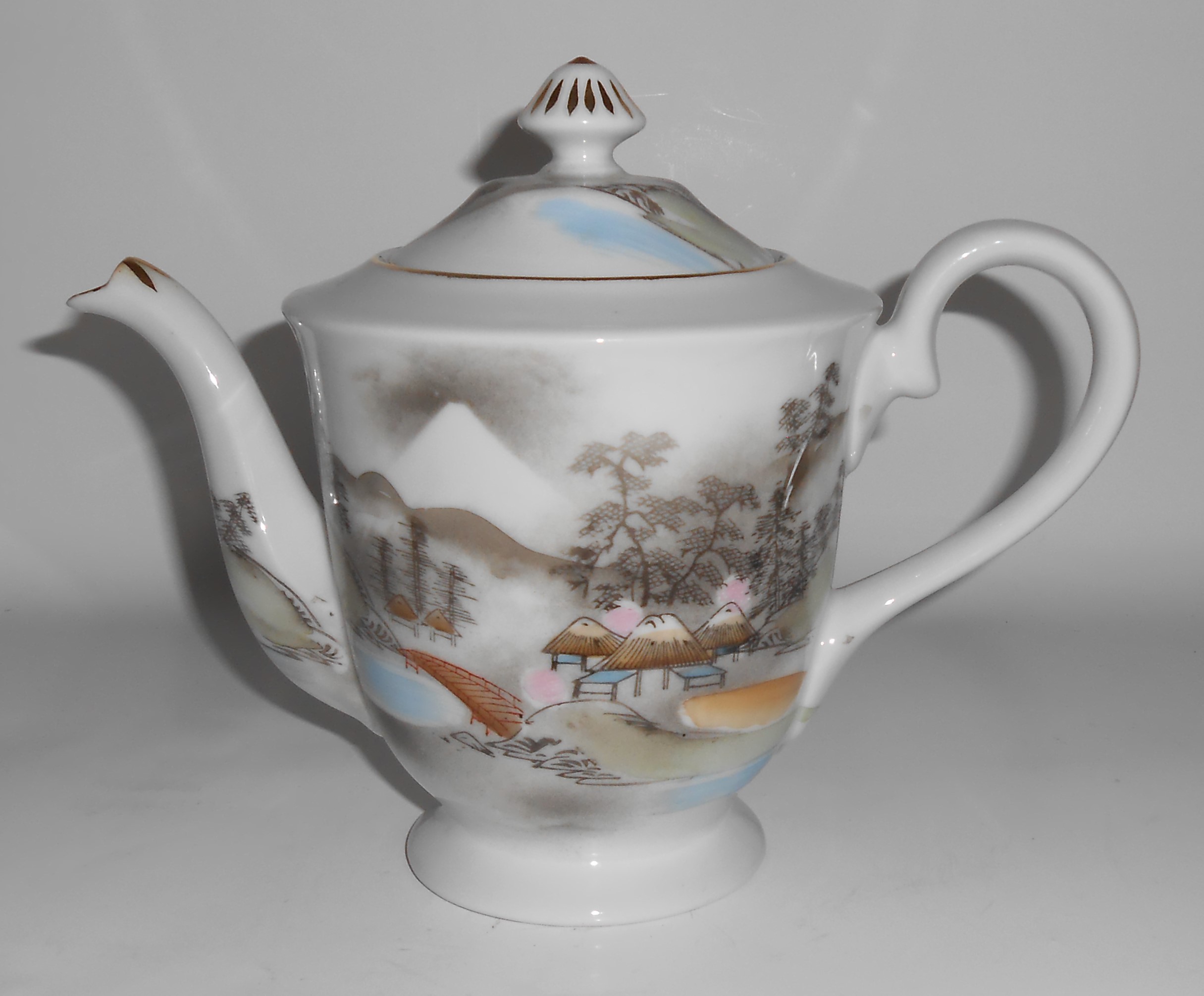 Noritake Porcelain Morimura China River Bridge Huts Mt