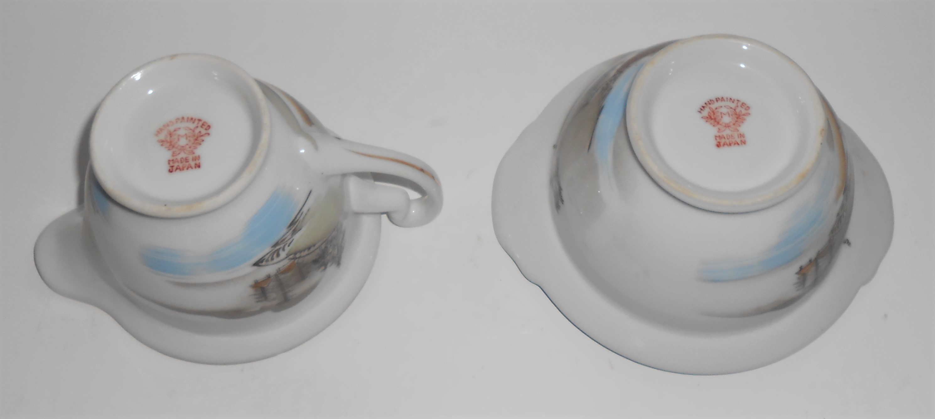 Noritake Porcelain Morimura China River Bridge Huts Mt