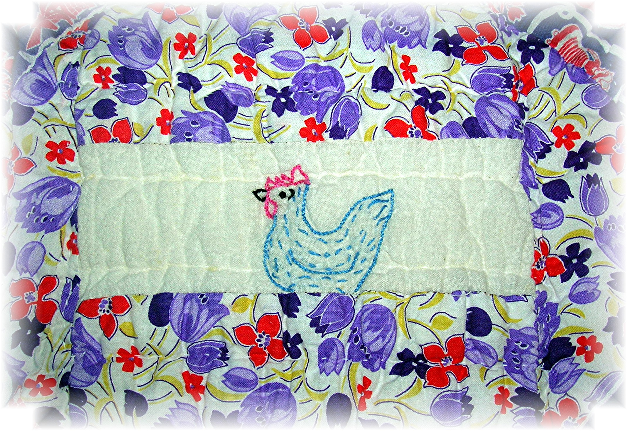 1930s Hand Quilted 'Names' Quilt 59x70