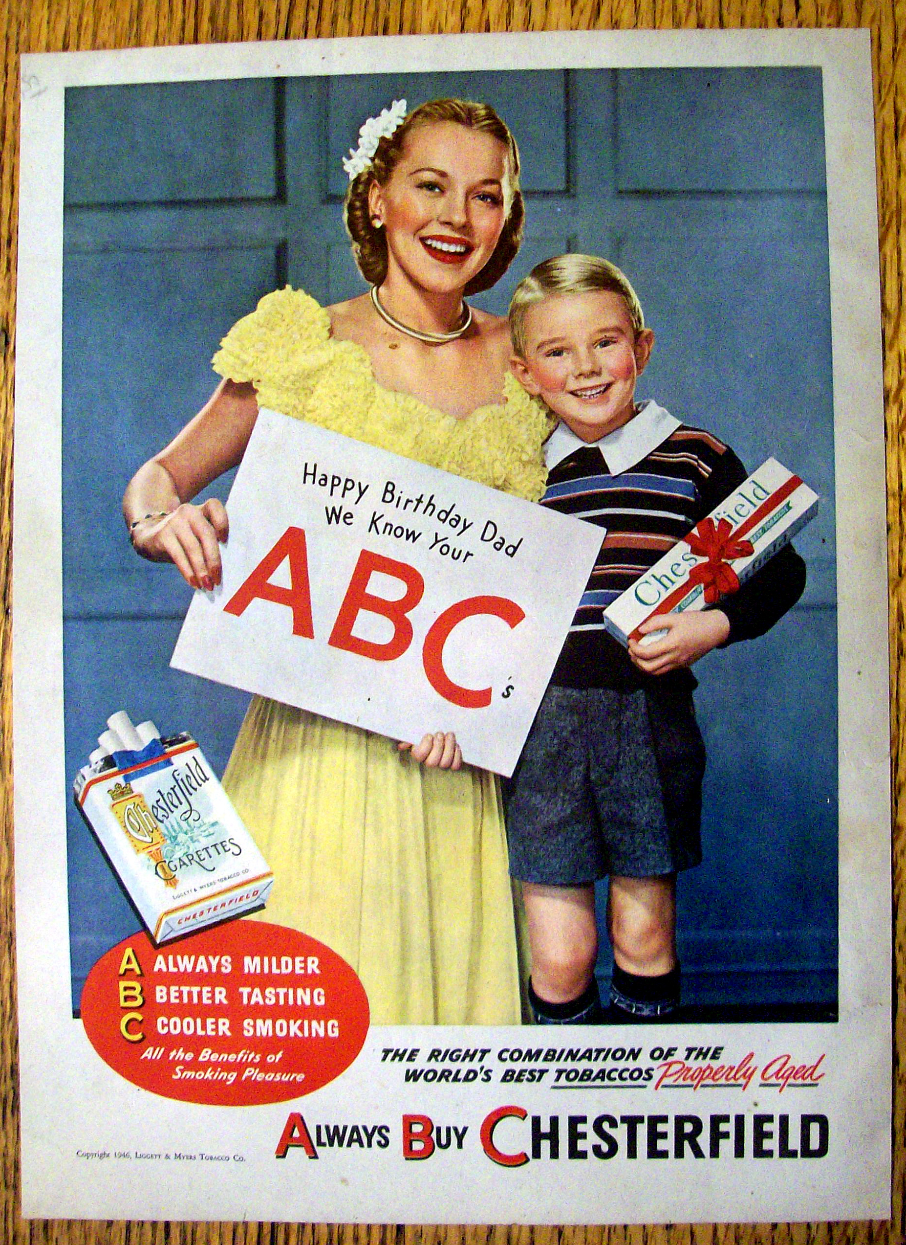 1946 Chesterfield Cigarettes with Happy Birthday Dad