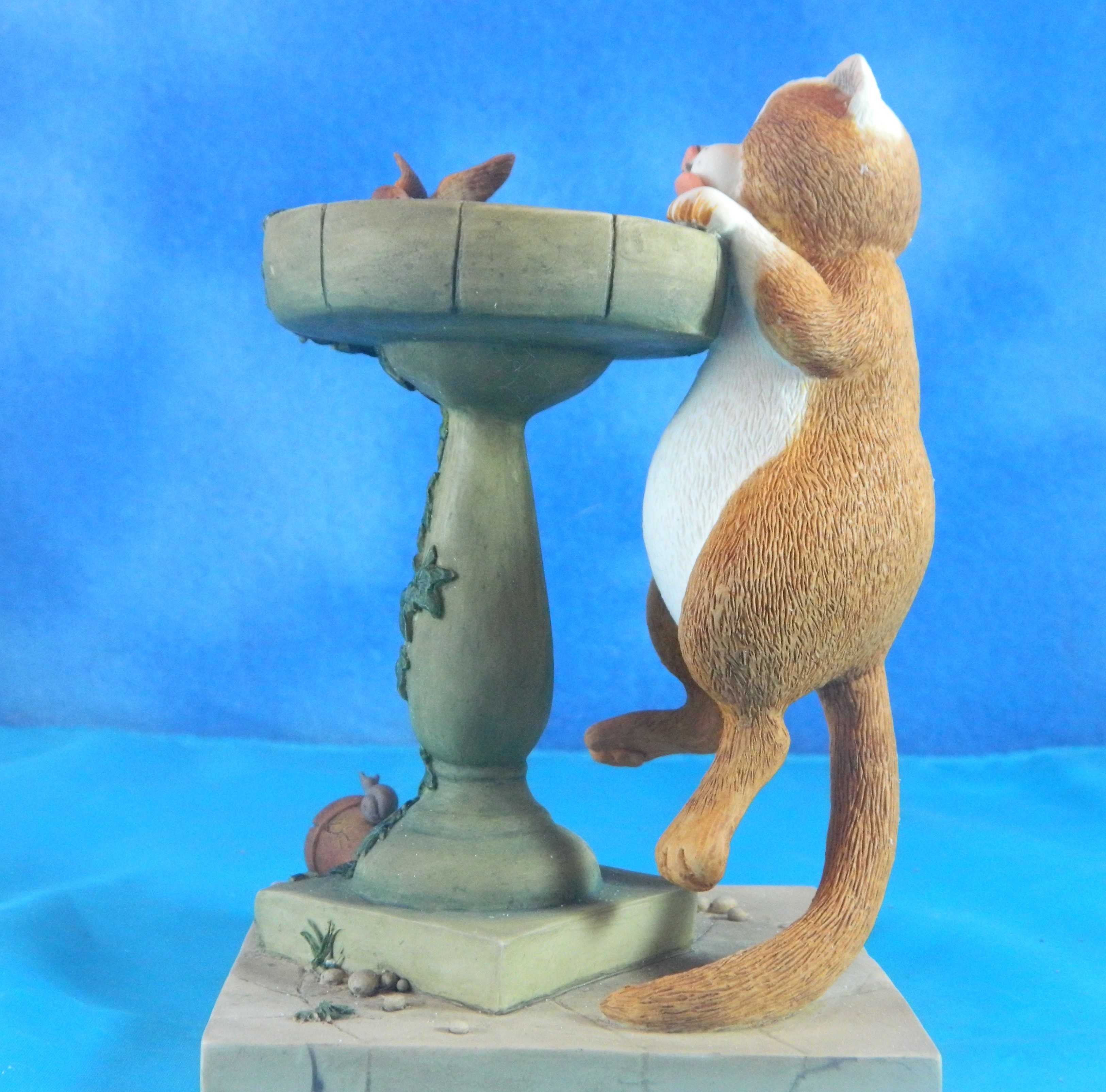 Border Fine Arts Bathing Beauty Cat at the Bird Bath