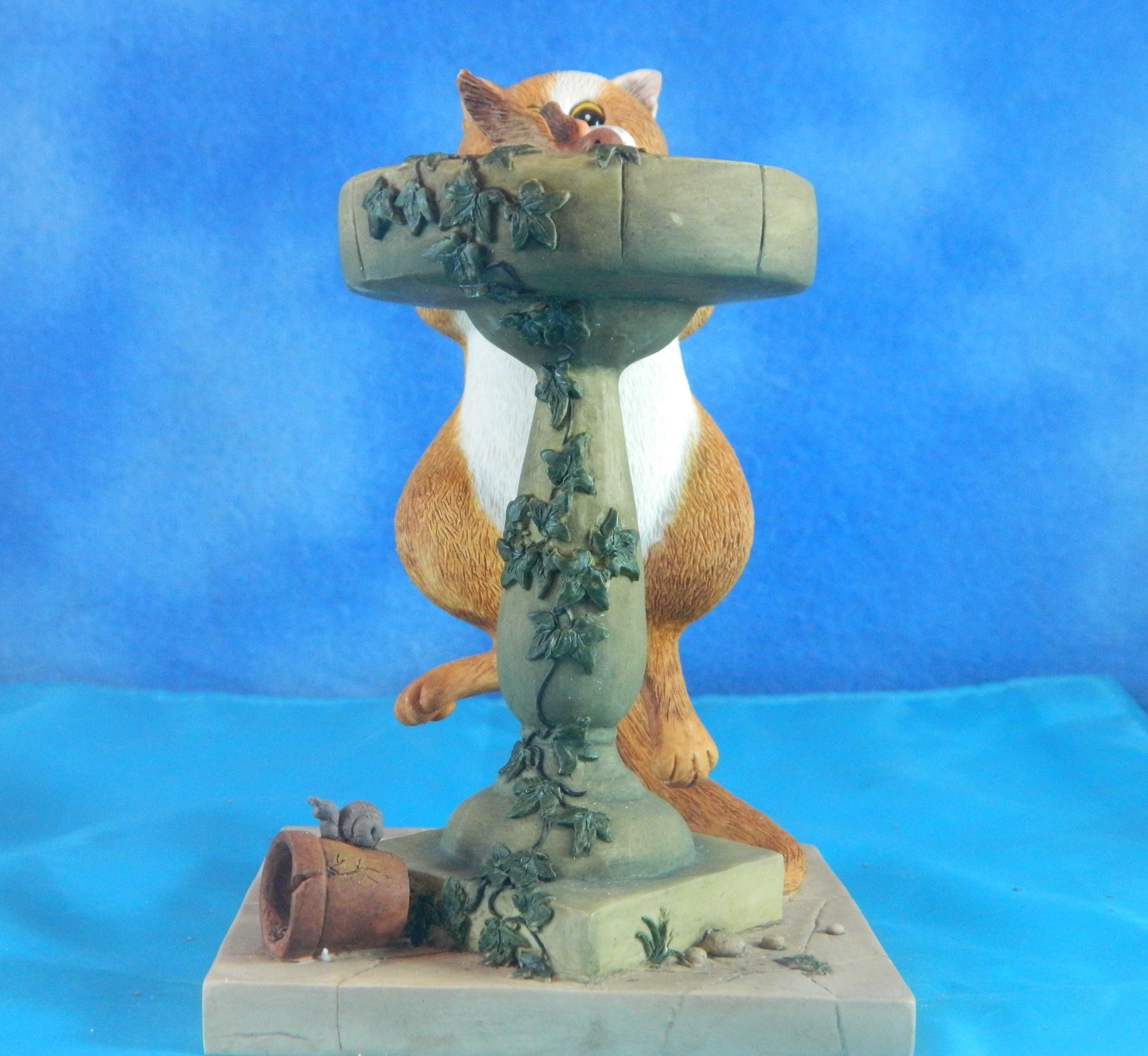 Border Fine Arts Bathing Beauty Cat at the Bird Bath