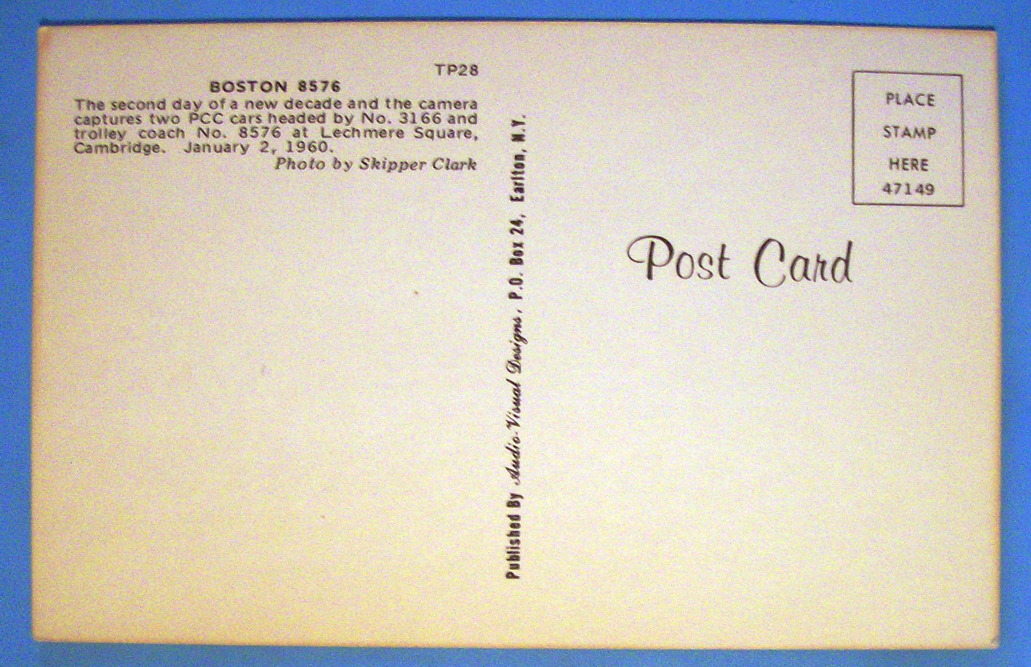 Boston 8576 Trolley Coach Postcard